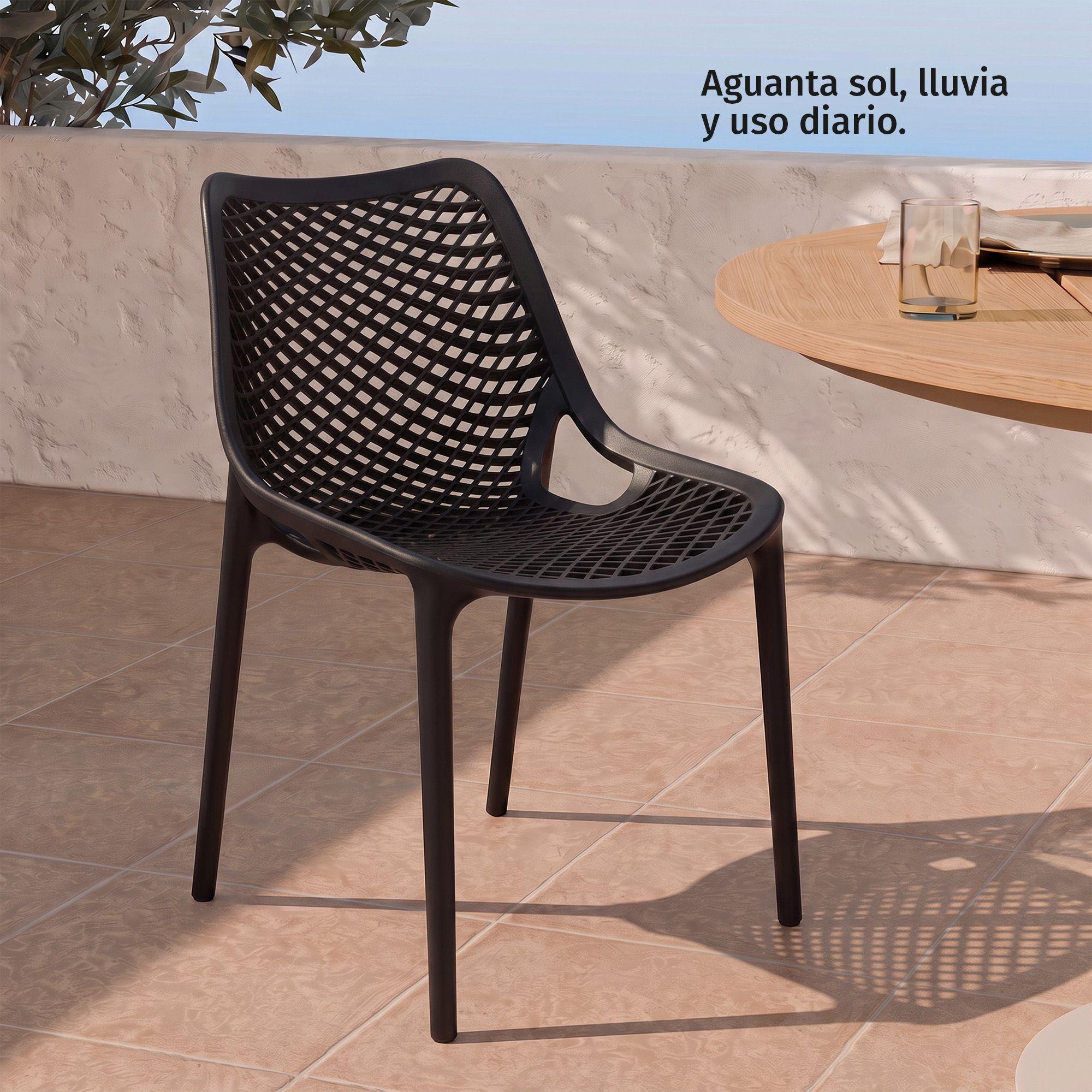 Silla Comedor Terraza Exterior Apilable Moderna Café Restaurante Berlin Negra-4