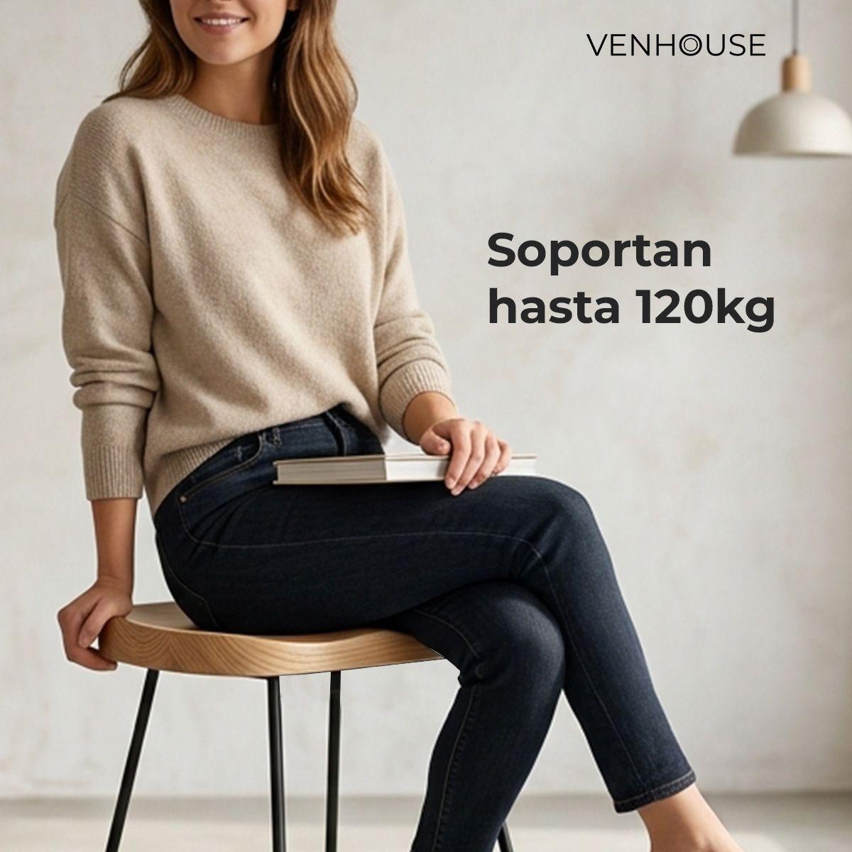 Pack 4 Sillas Piso Bar Taburete Nara Madera Exterior o Cocina Negras-2