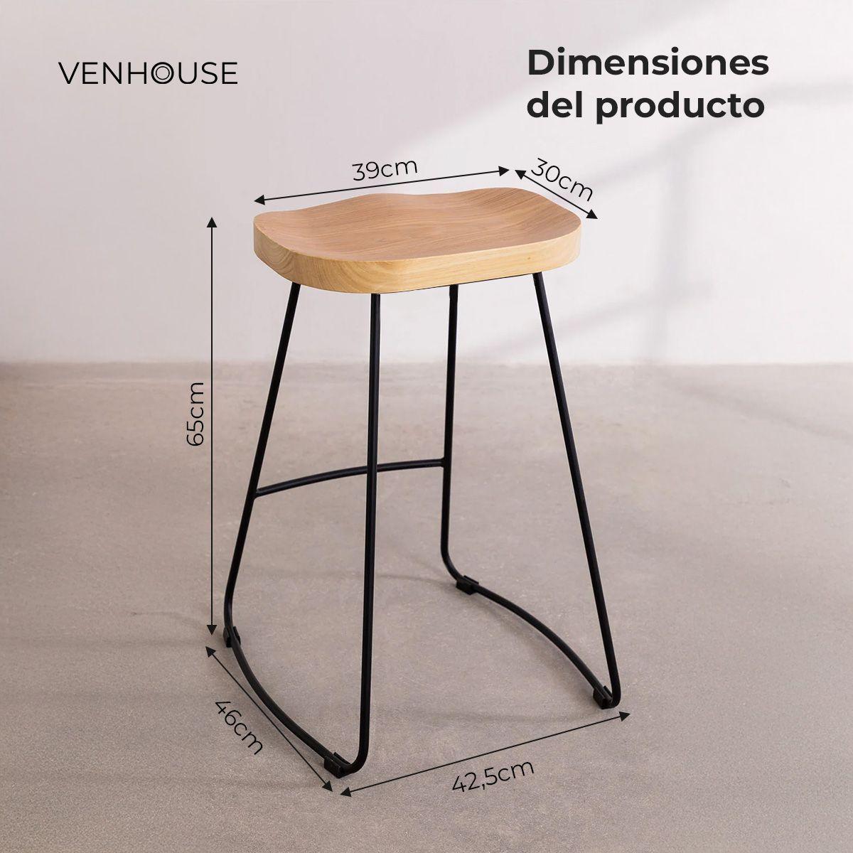 Pack 4 Sillas Piso Bar Taburete Nara Madera Exterior o Cocina Negras-3