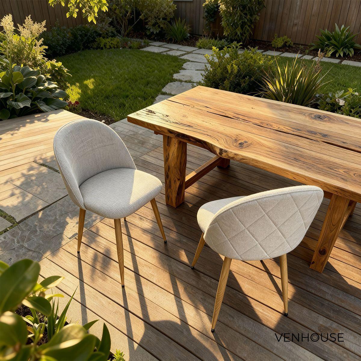 Pack 2 Sillas Comedor Moderna Acolchada Metal Sora Venhoouse Lino Gris-7