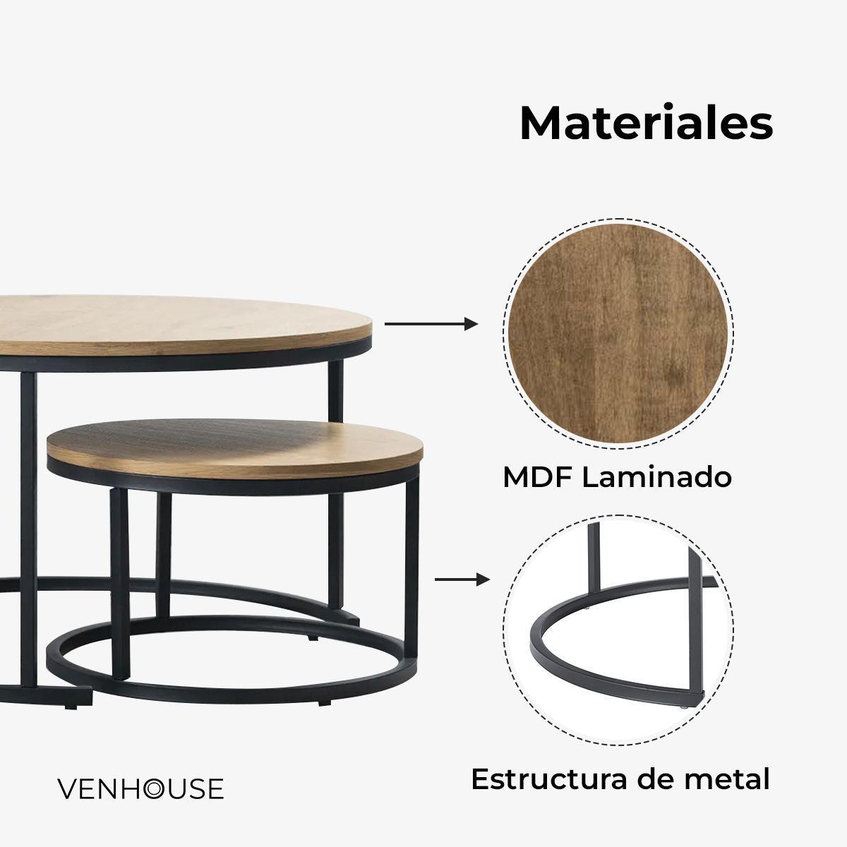 Mesas De Centro Anidadas Redondas Oscura-2