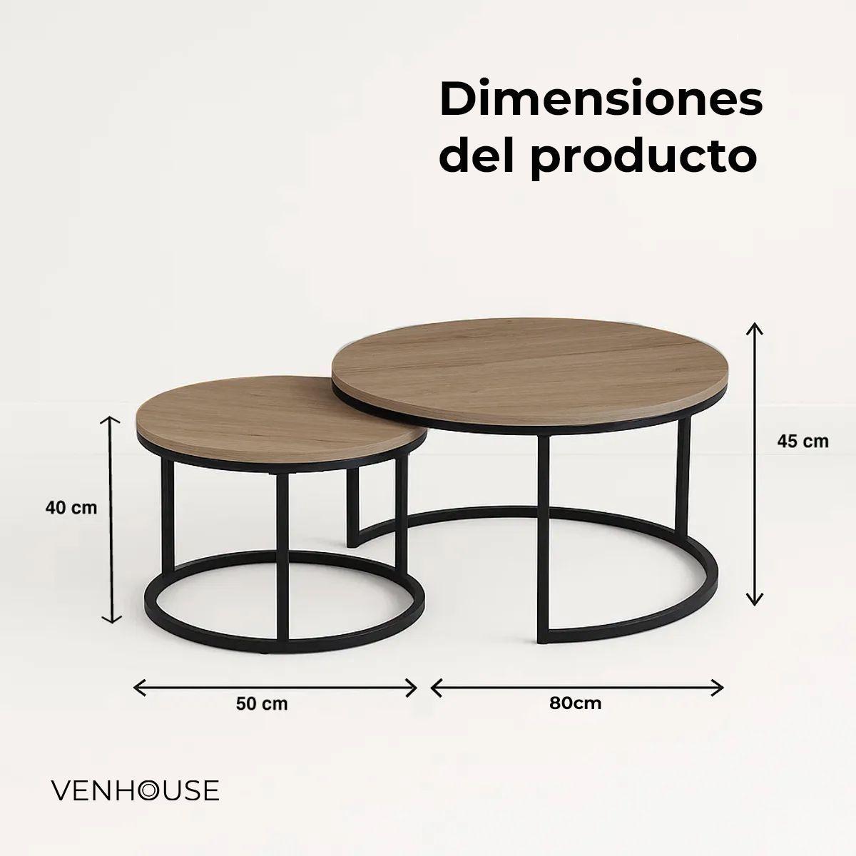 Mesas De Centro Anidadas Redondas Oscura-3