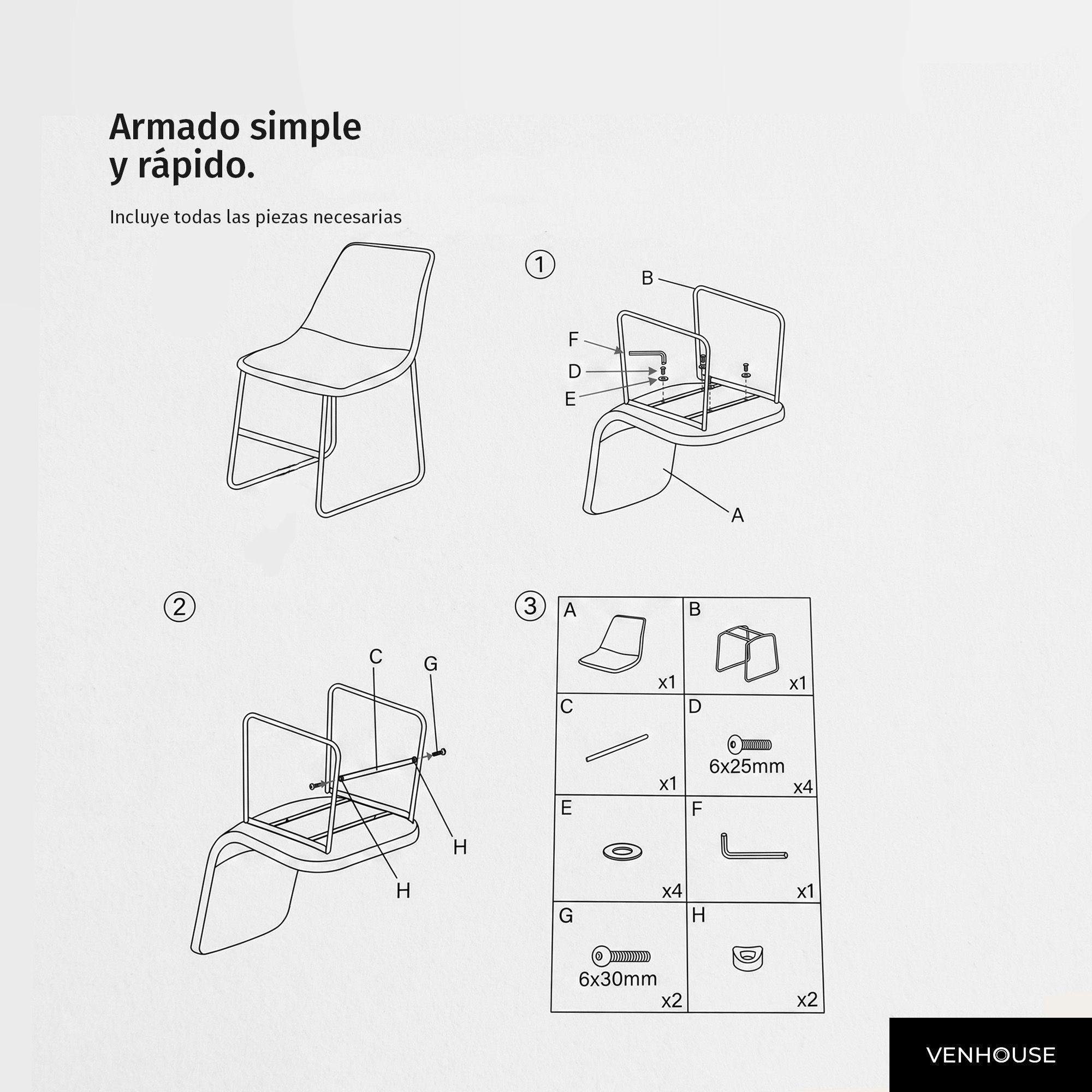 Pack 4 Sillas Comedor Cocina Metal Cuero Acolchadas Vintage Burgos Caramelo-6