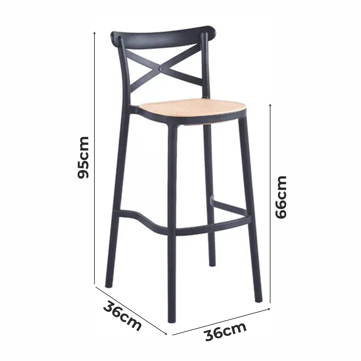 Pack 4 Taburetes Crossback Danubio 66cm Bar/terraza Apilable-2