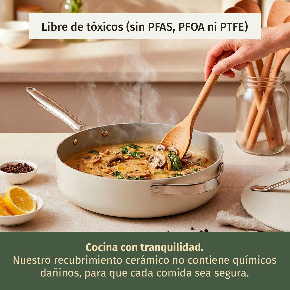 Bateria de Cocina Ceramica Antiadherente HiCook 9 Piezas-4