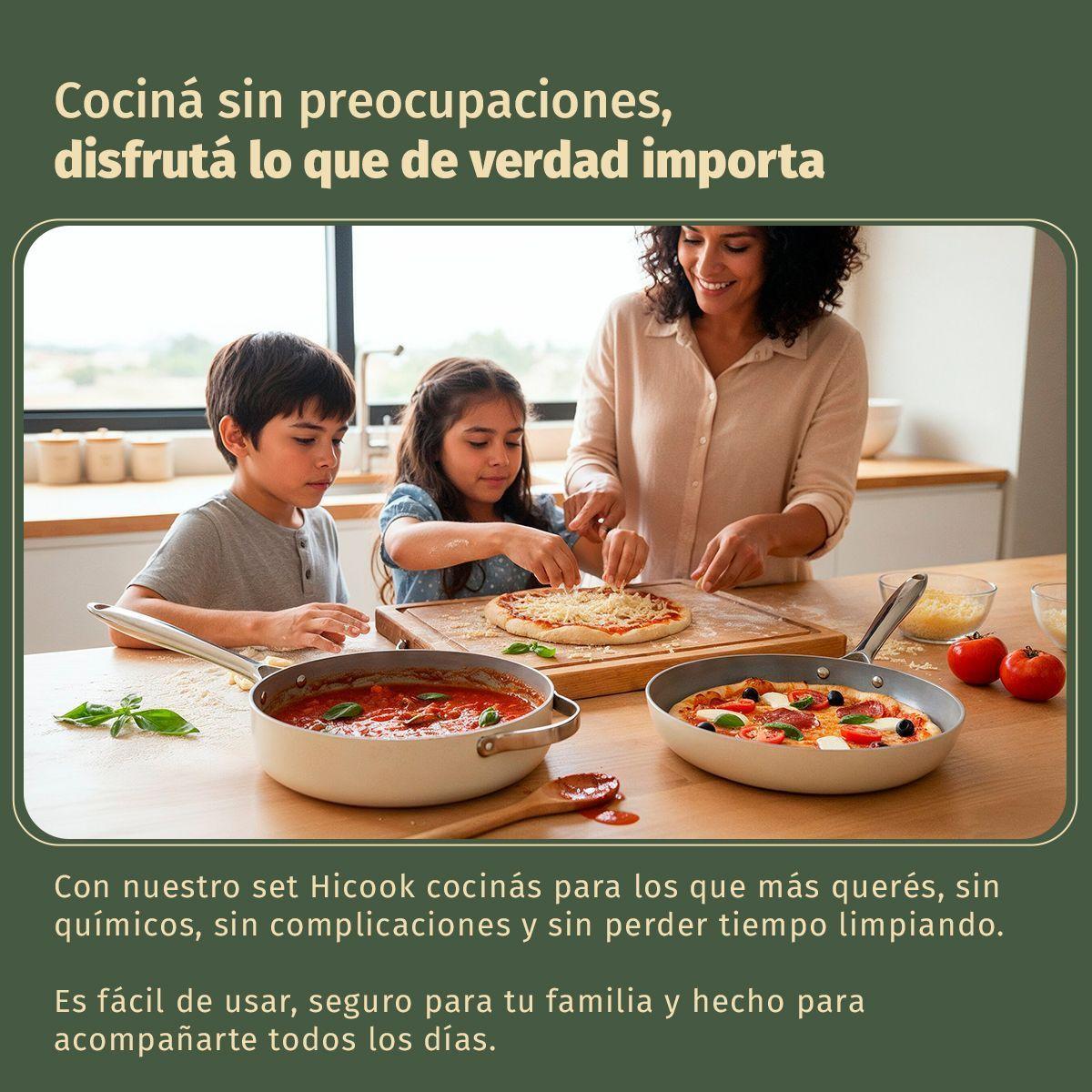 Bateria de Cocina Ceramica Antiadherente HiCook 9 Piezas-8