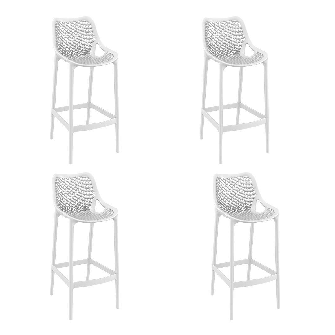 Pack 4 Taburetes Piso De Bar Terraza Exterior Air Berlin Blancos-0