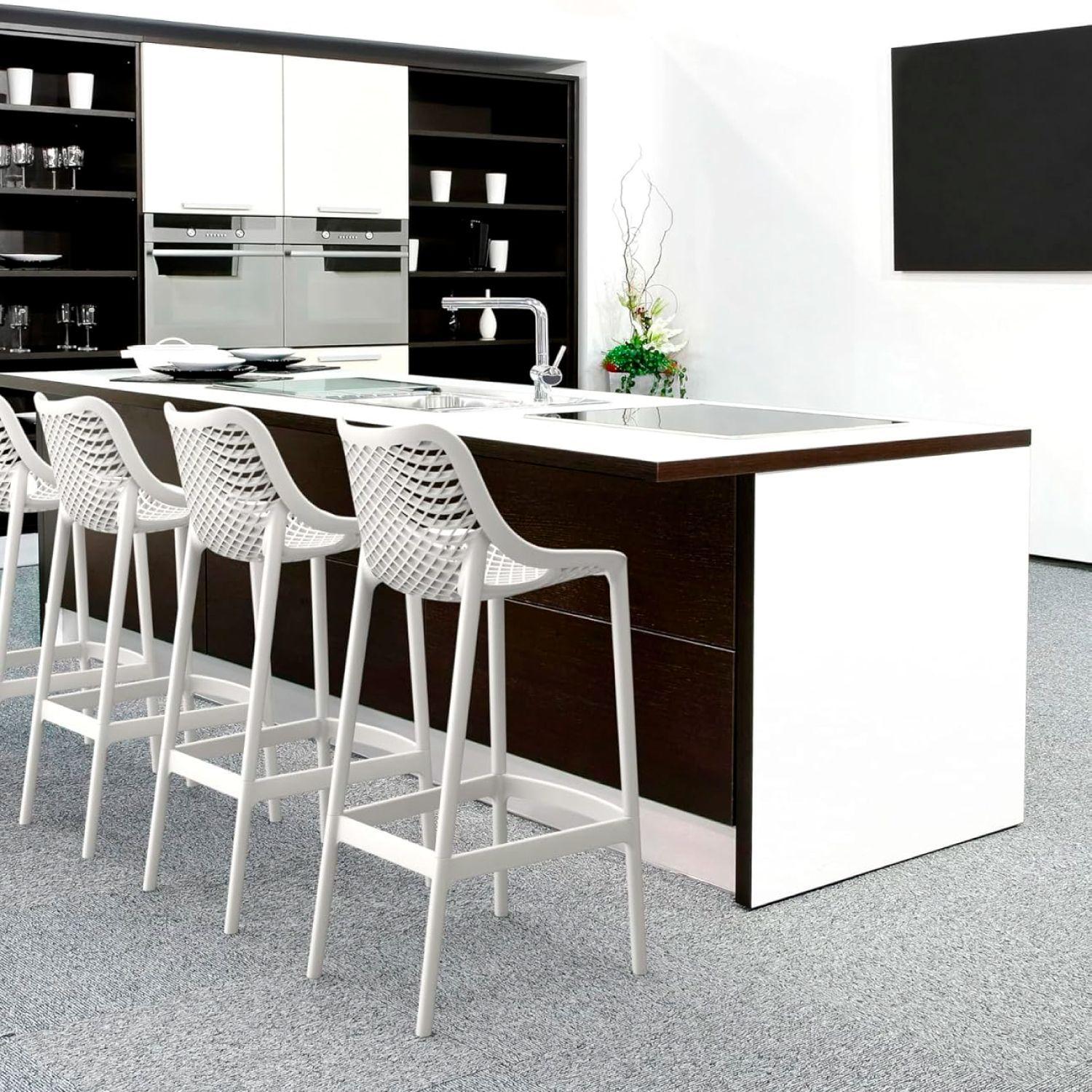 Pack 4 Taburetes Piso De Bar Terraza Exterior Air Berlin Blancos-4