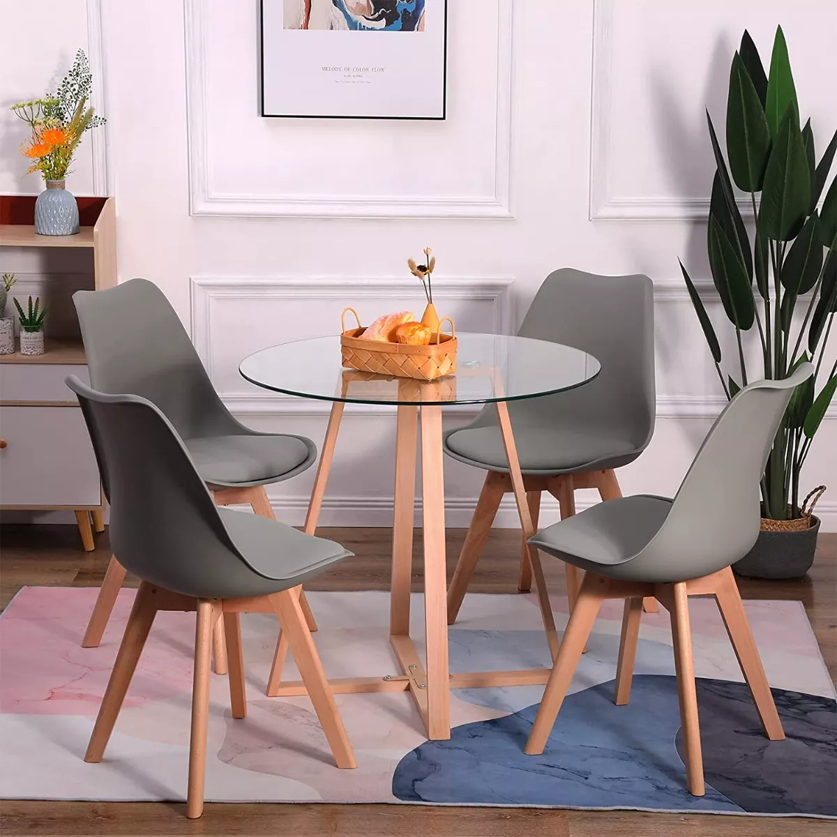 Pack 4 Sillas Eames Tulip Acolchadas Gris-3