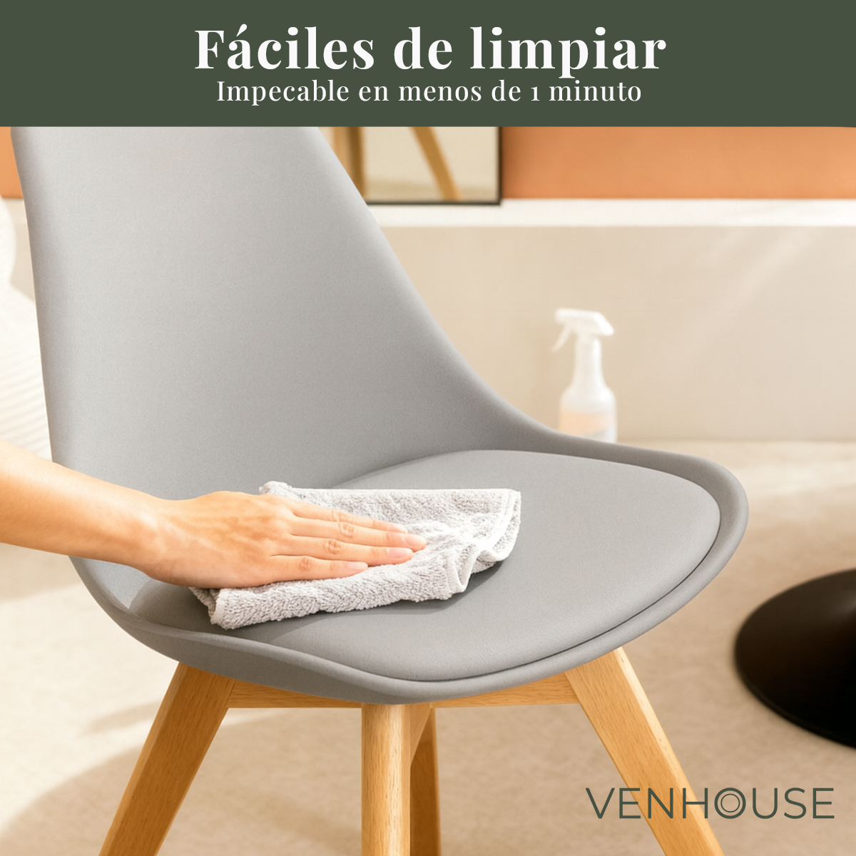 Pack 4 Sillas Eames Tulip Acolchadas Gris-6