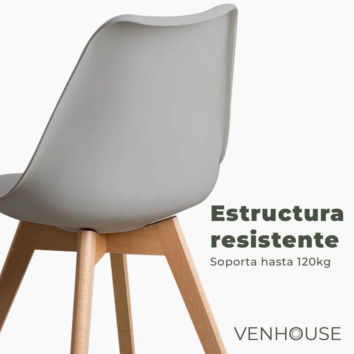 Pack 4 Sillas Eames Tulip Acolchadas Gris-5