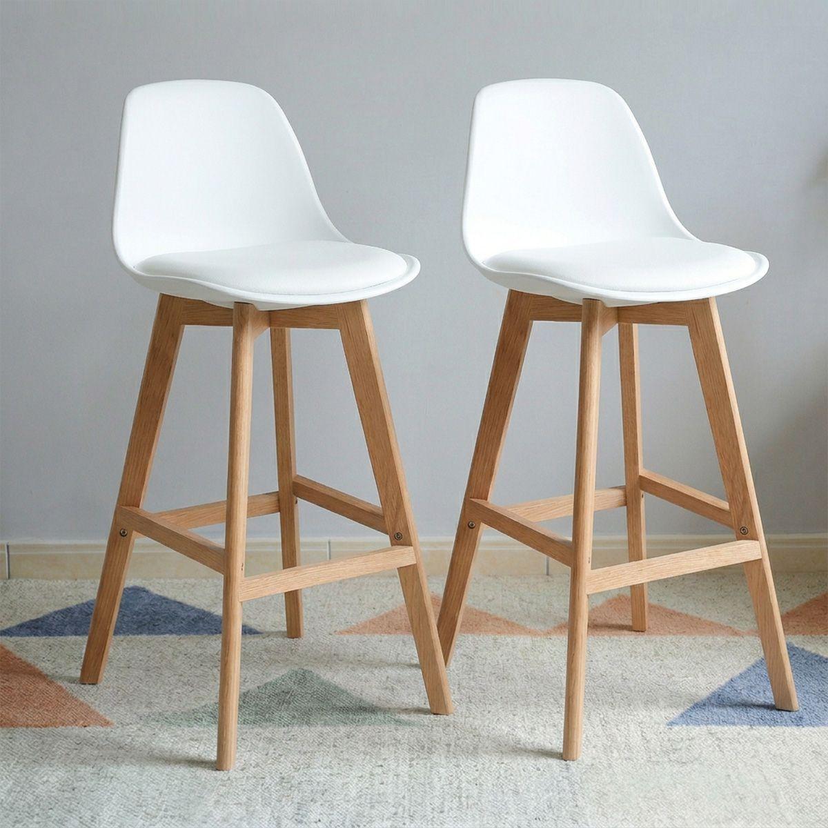 Pack 2 Taburetes Piso Bar Acolchado Altura 65cm Eames Tulip Blanco-0