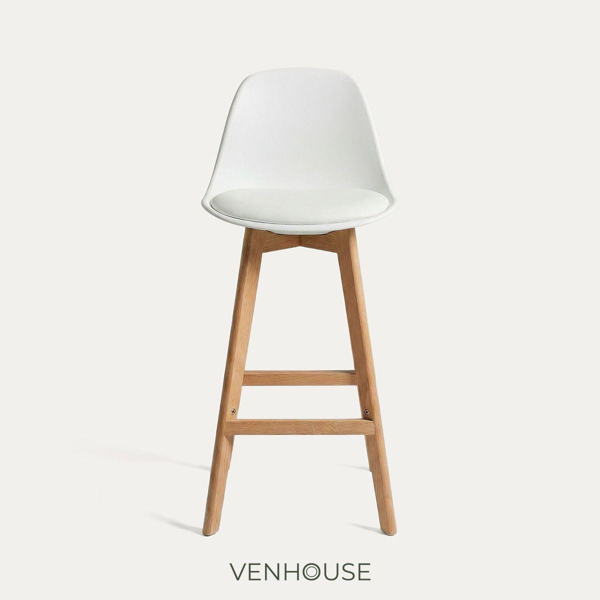 Pack 2 Taburetes Piso Bar Acolchado Altura 65cm Eames Tulip Blanco-5