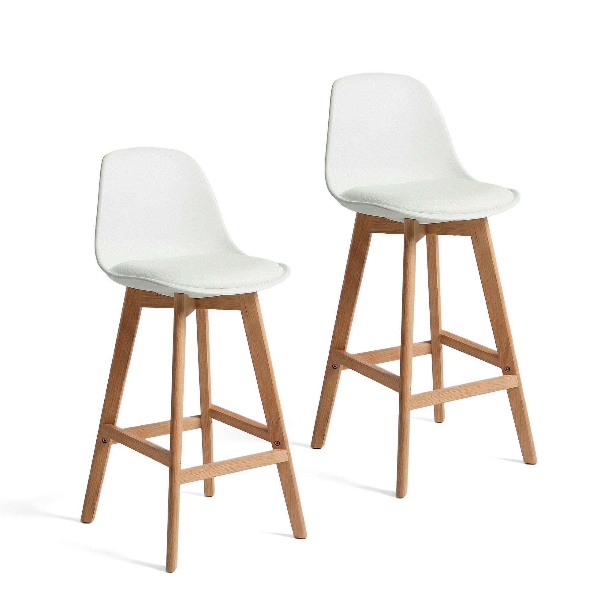 Pack 2 Taburetes Piso Bar Acolchado Altura 65cm Eames Tulip Blanco-0