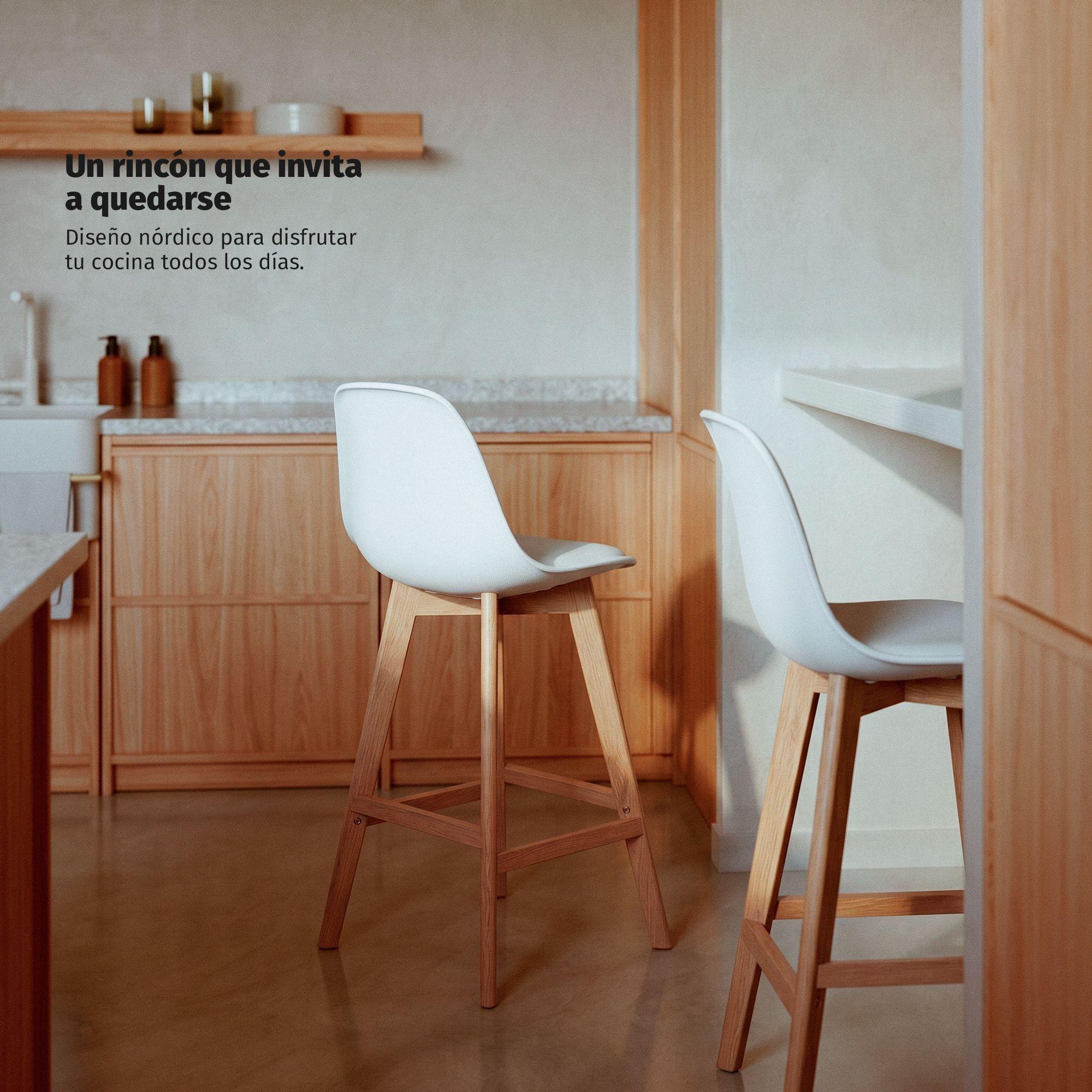 Pack 2 Taburetes Piso Bar Acolchado Altura 65cm Eames Tulip Blanco-1