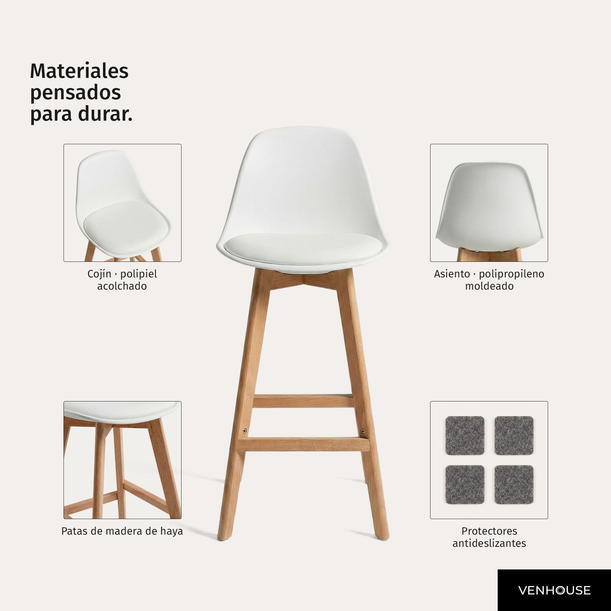 Pack 2 Taburetes Piso Bar Acolchado Altura 65cm Eames Tulip Blanco-4