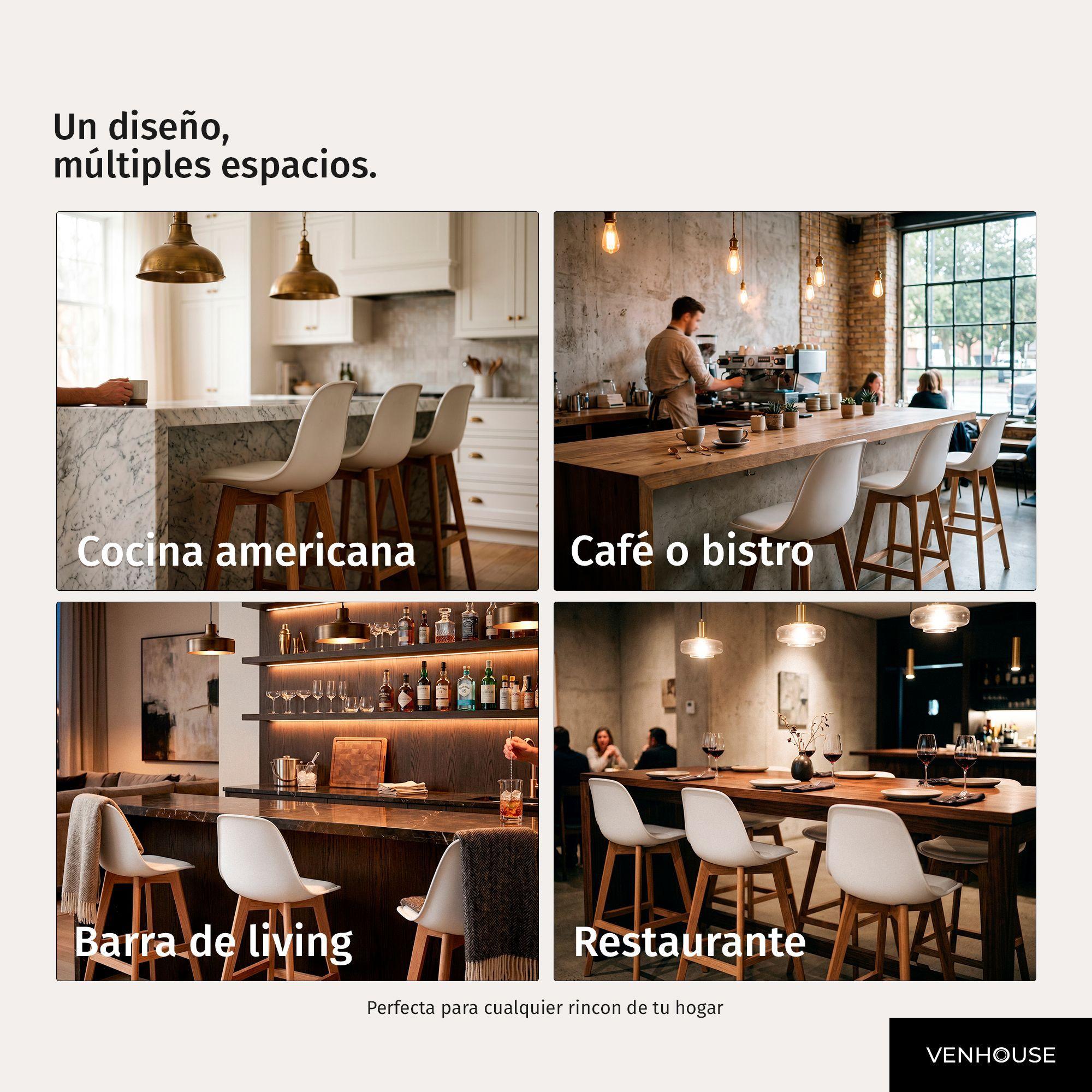 Pack 2 Taburetes Piso Bar Acolchado Altura 65cm Eames Tulip Blanco-5