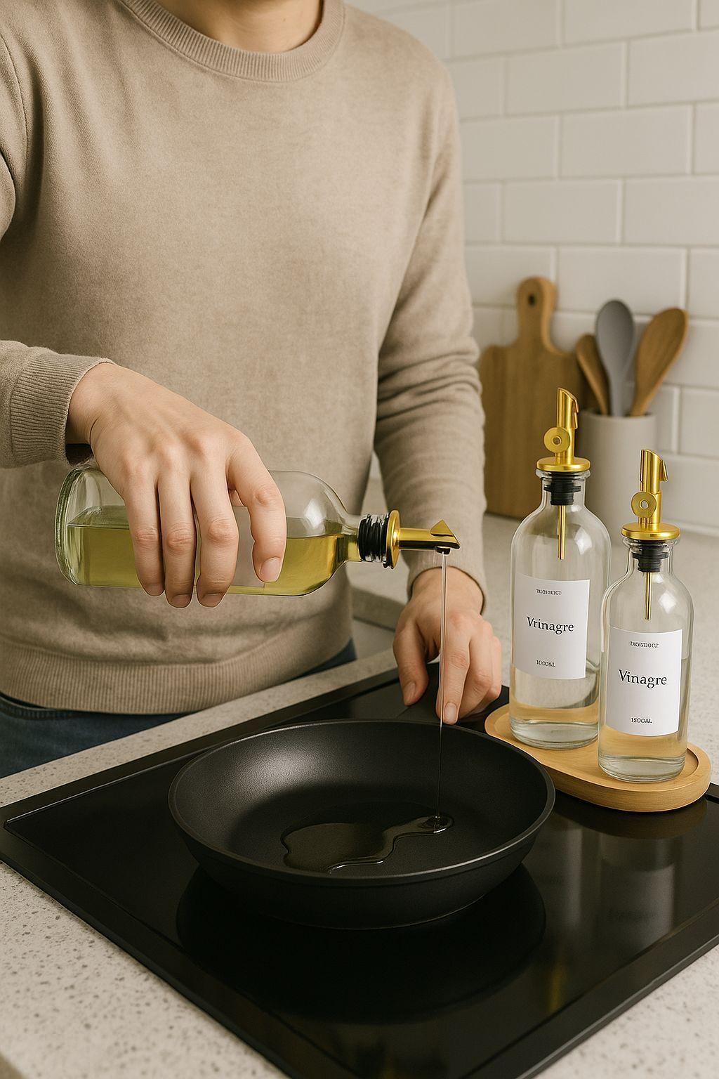 Set 2 Botellas Vidrio Aceite Con Base Bambú Dispensador-3