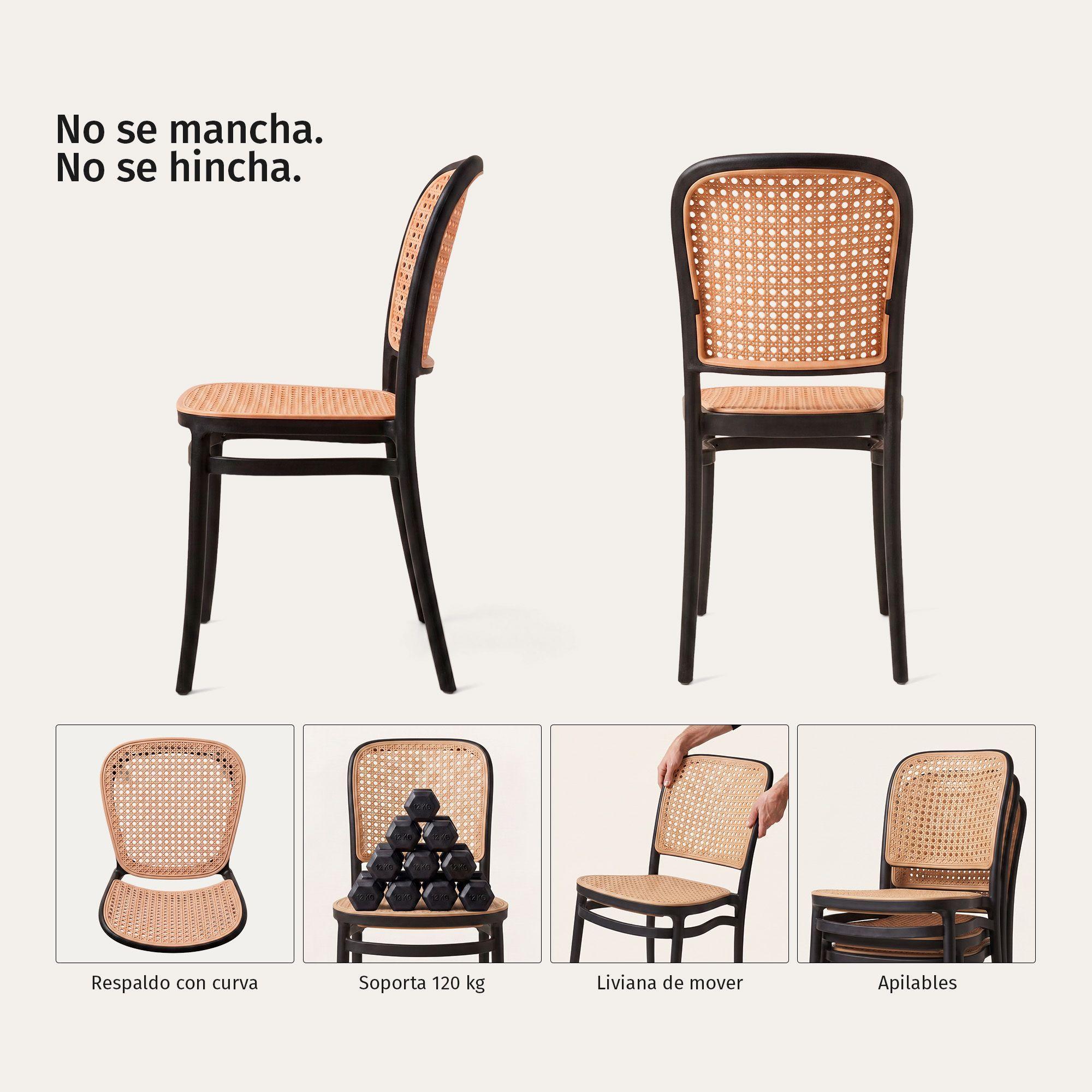 Pack 2 Sillas de Terraza y Exterior Modernas Lombardia Negra -2