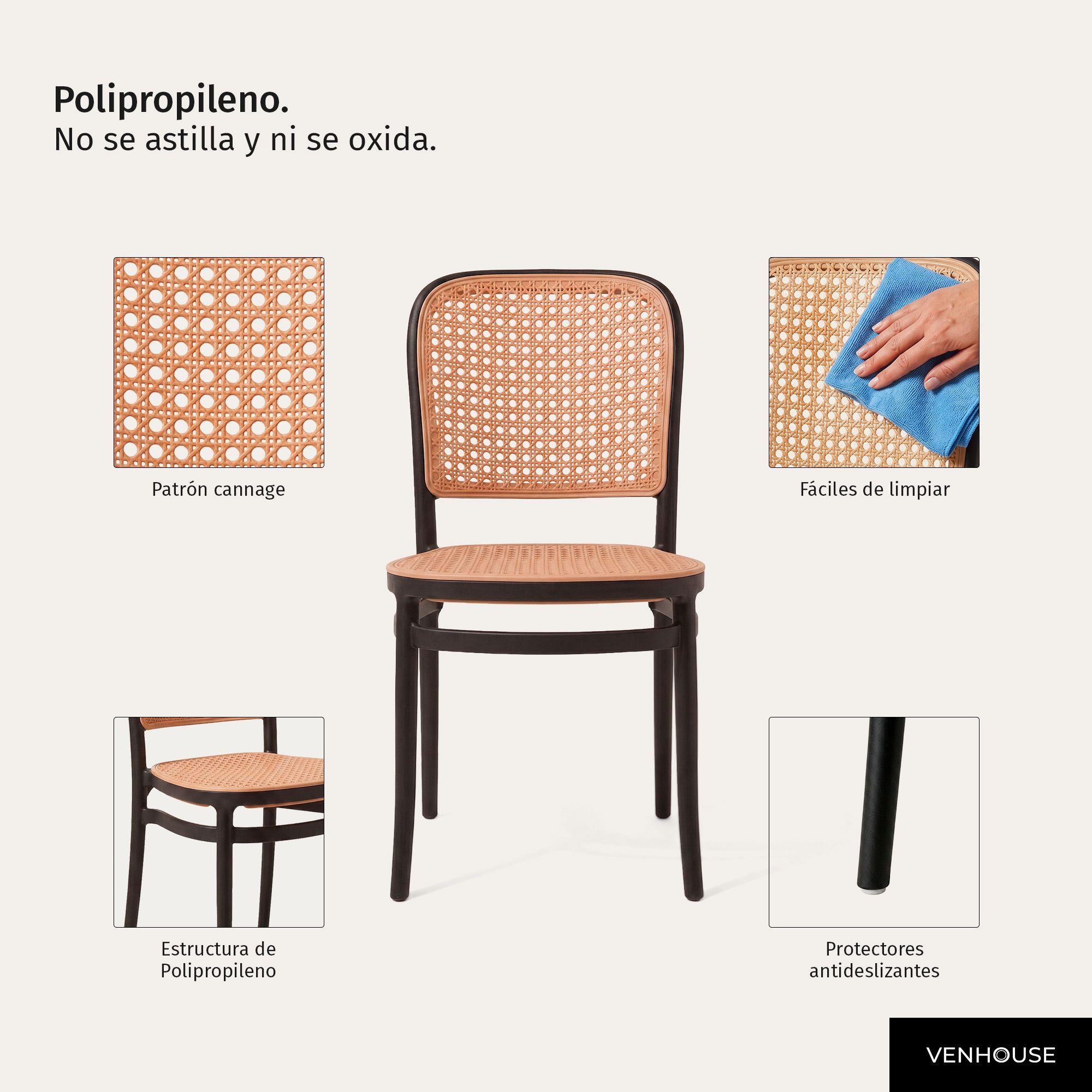 Pack 2 Sillas de Terraza y Exterior Modernas Lombardia Negra -5
