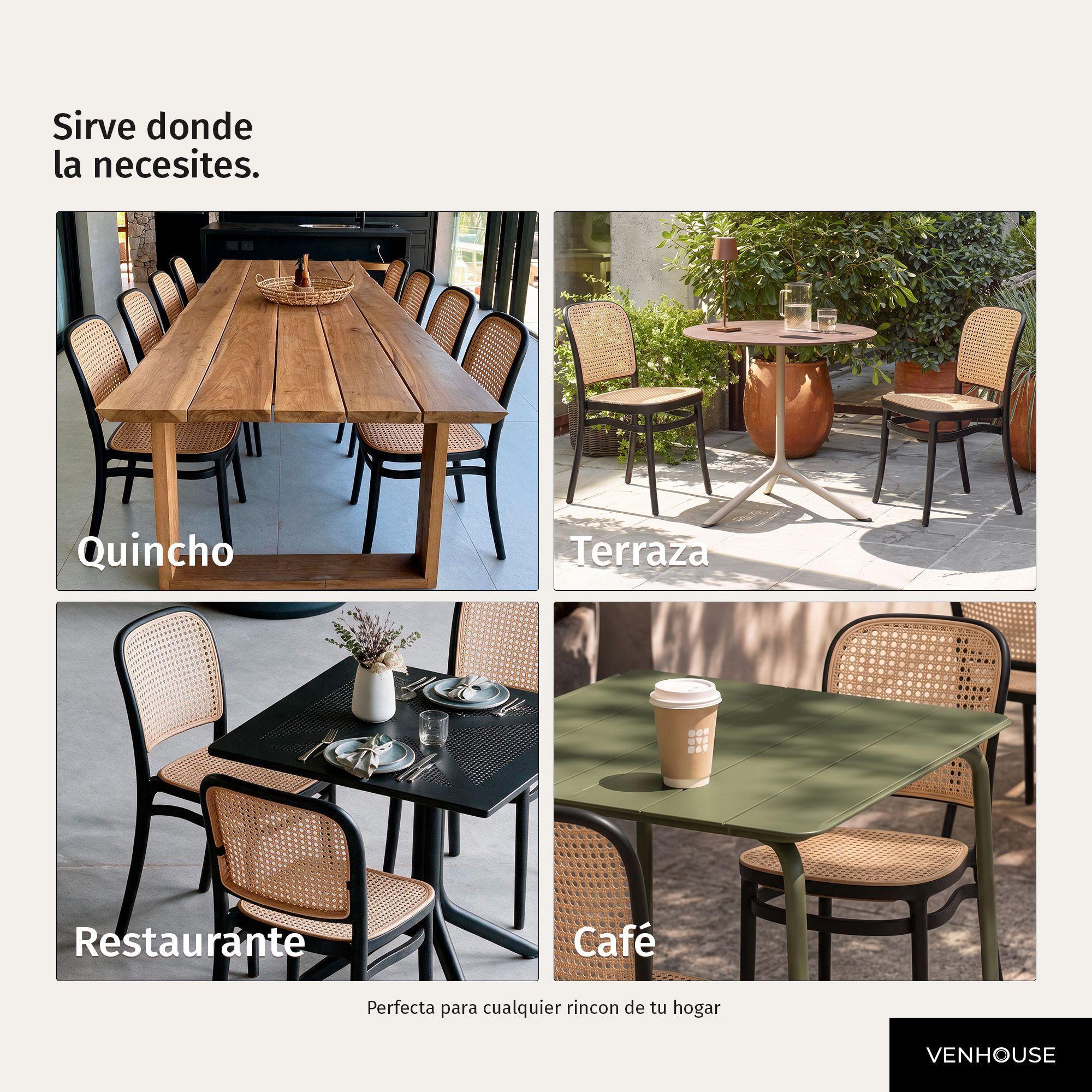 Pack 2 Sillas de Terraza y Exterior Modernas Lombardia Negra -6