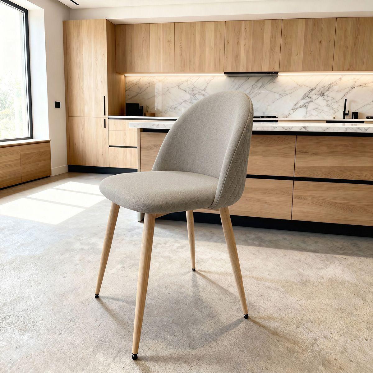 Silla Comedor Moderna Acolchada Metal Sora Venhoouse Greige-0