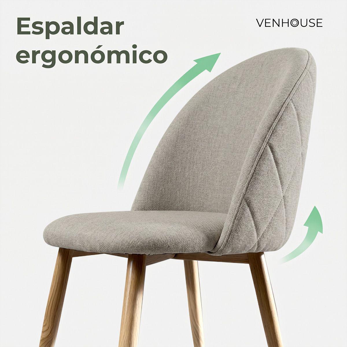 Silla Comedor Moderna Acolchada Metal Sora Venhoouse Greige-1