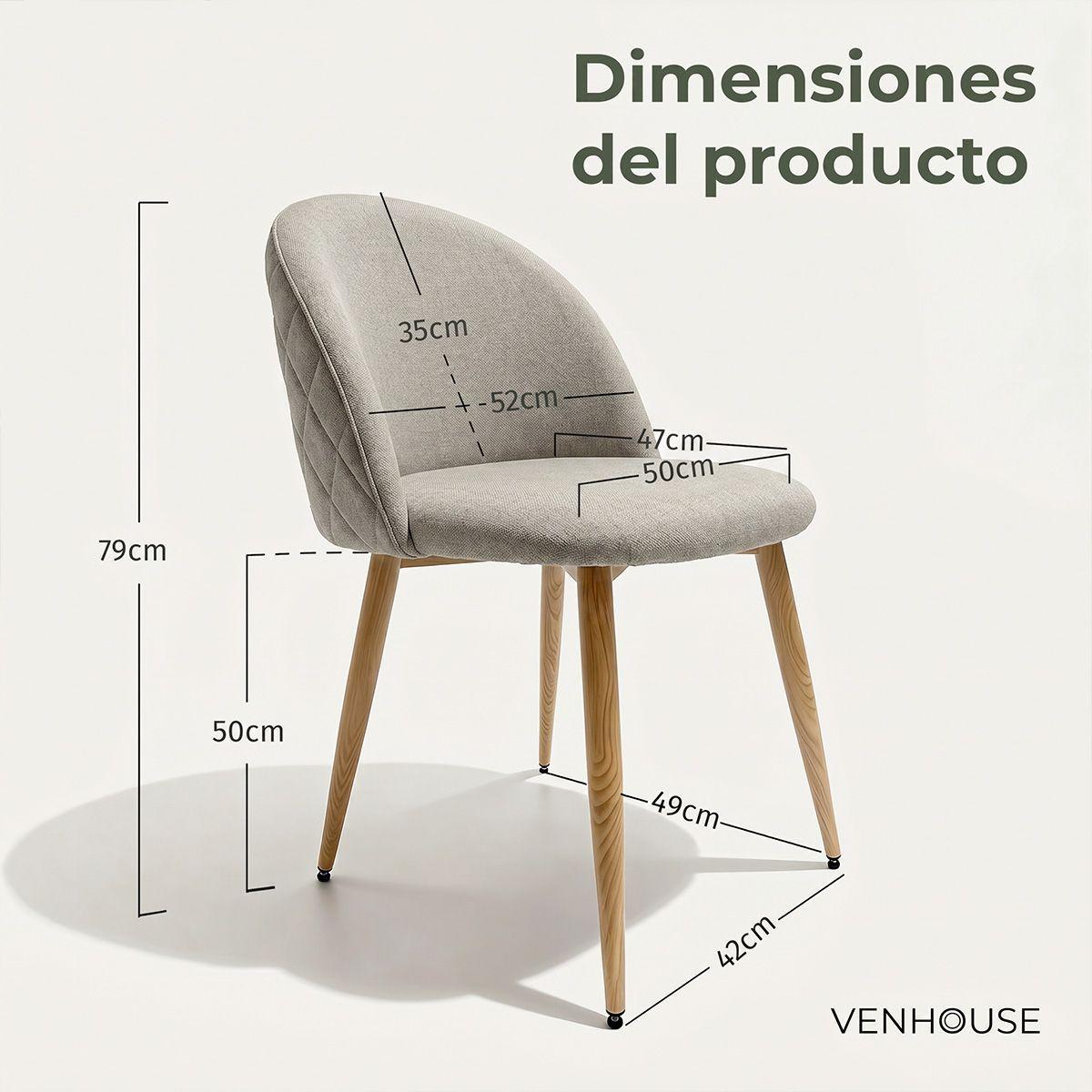 Silla Comedor Moderna Acolchada Metal Sora Venhoouse Greige-2
