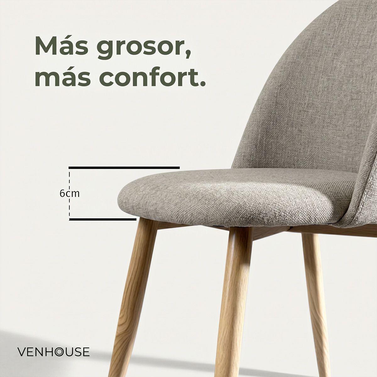 Silla Comedor Moderna Acolchada Metal Sora Venhoouse Greige-3