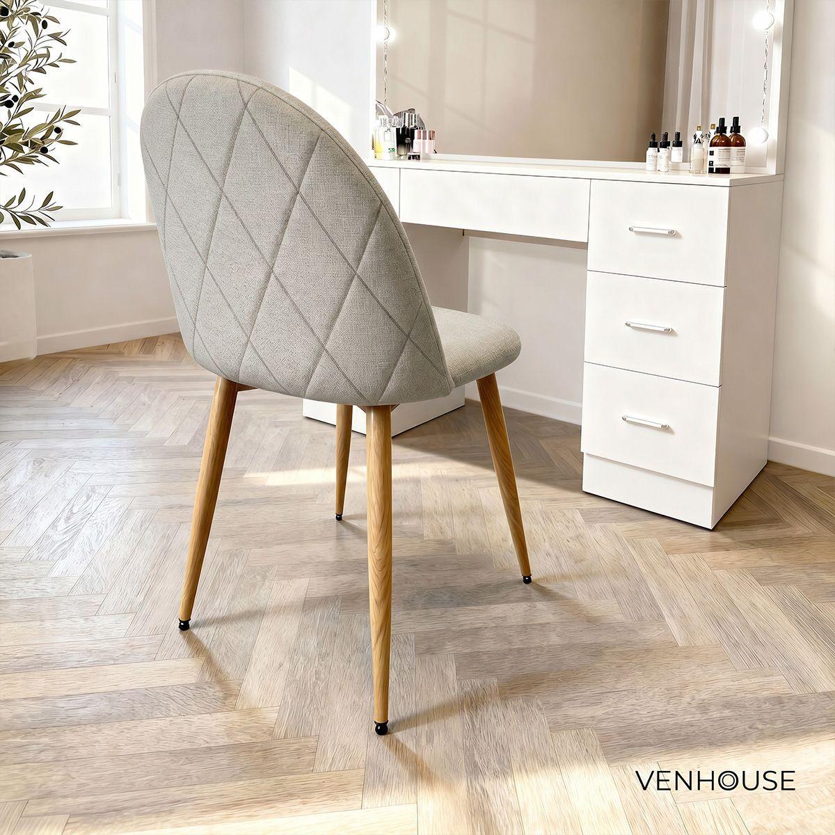 Silla Comedor Moderna Acolchada Metal Sora Venhoouse Greige-4