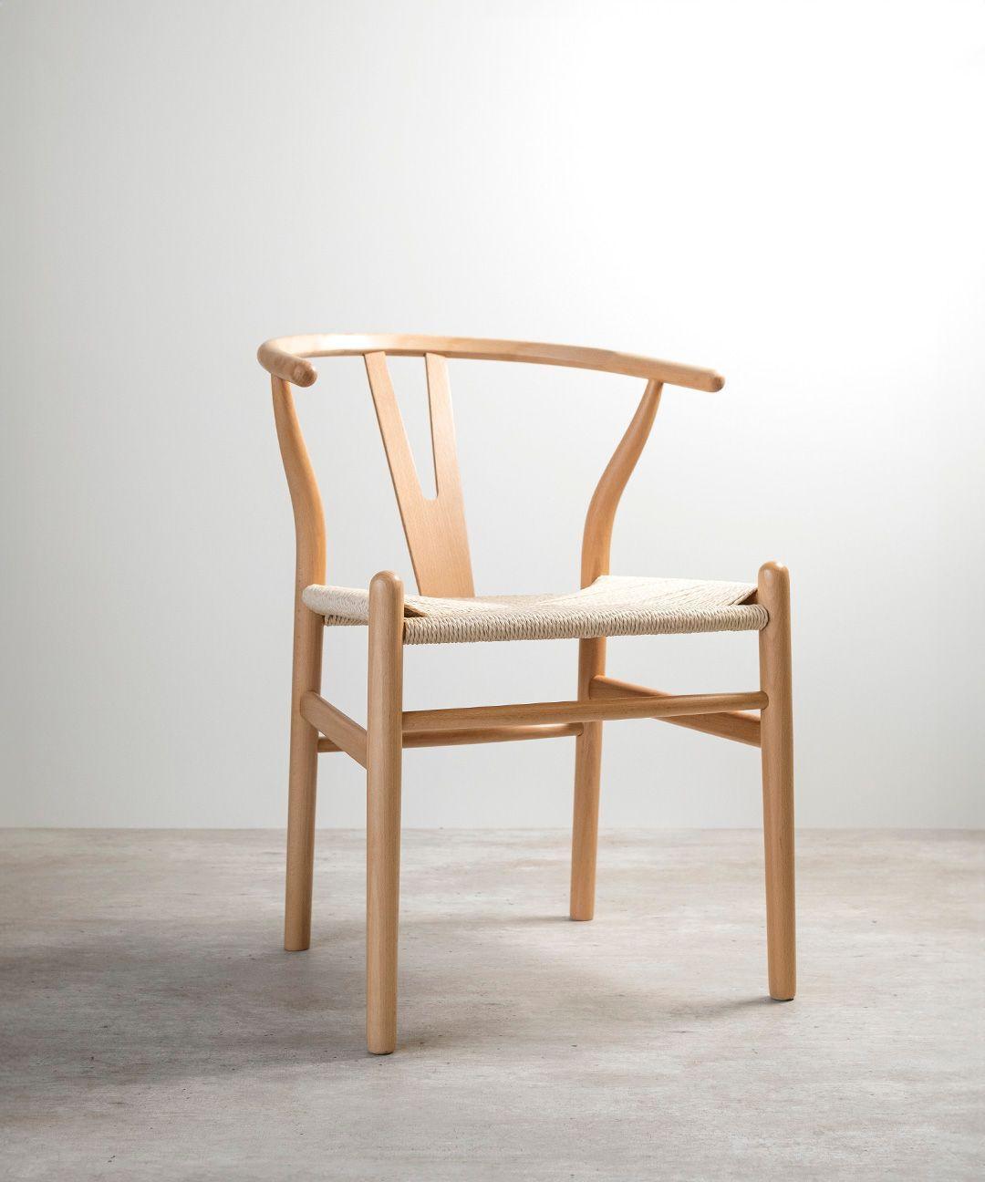 Silla Wishbone Para Comedor Madera De Haya Asiento De Cuerda-0