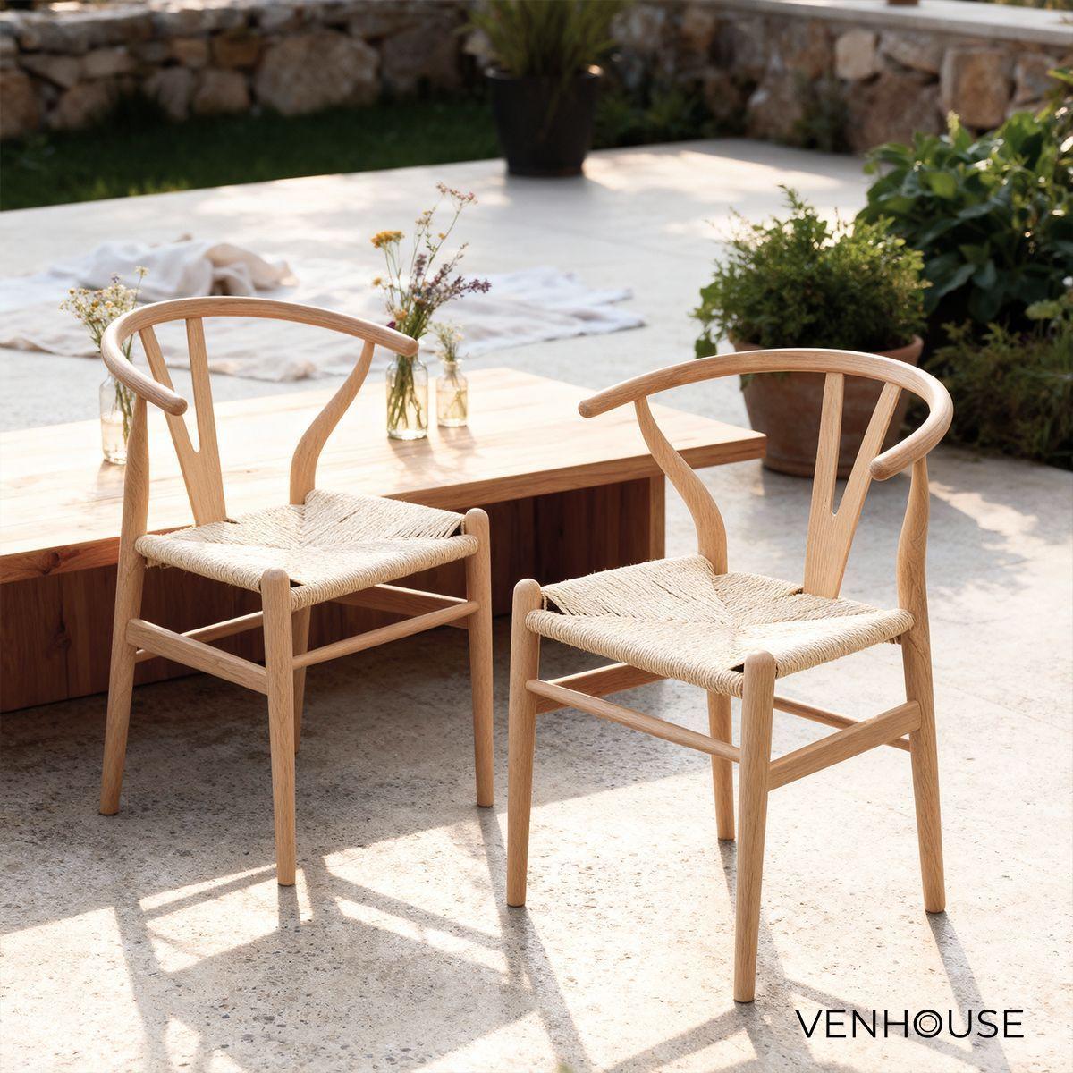 Silla Wishbone Para Comedor Madera De Haya Asiento De Cuerda-6