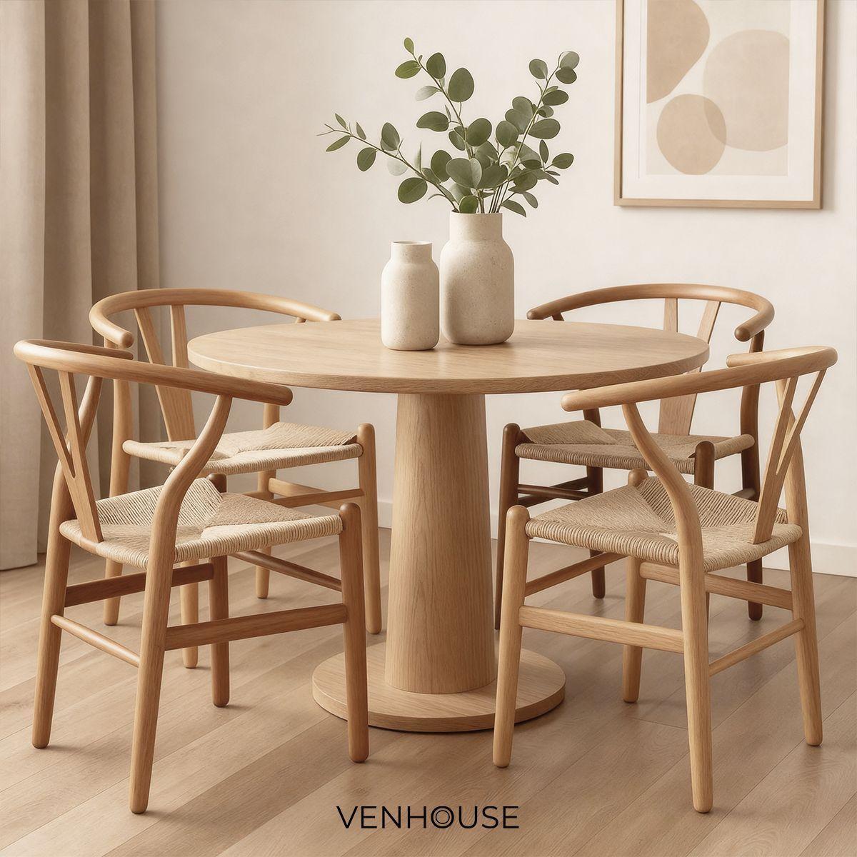 Silla Wishbone Para Comedor Madera De Haya Asiento De Cuerda-7