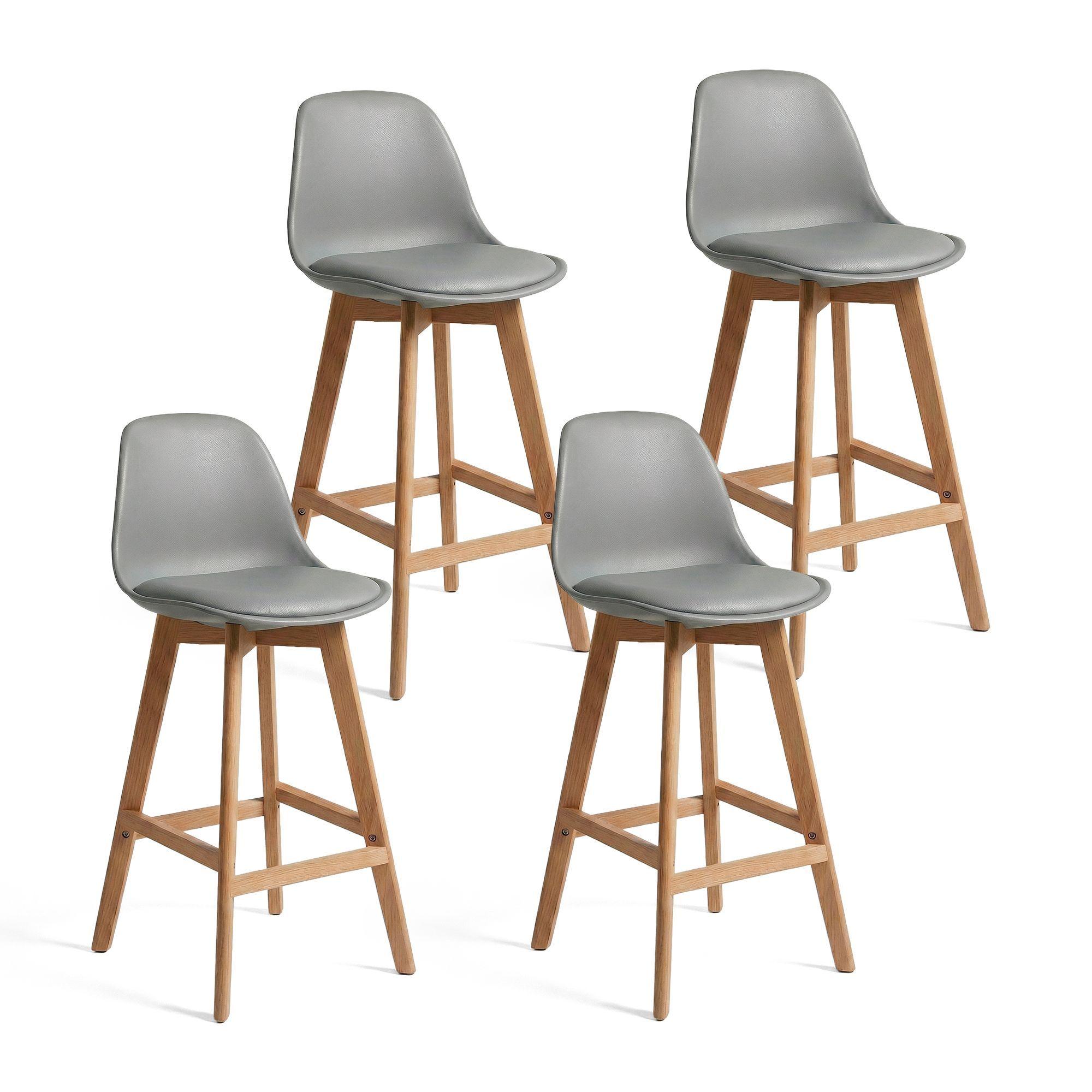 Pack 4 Taburetes Piso Bar Acolchado Altura 65cm Eames Tulip Gris-0
