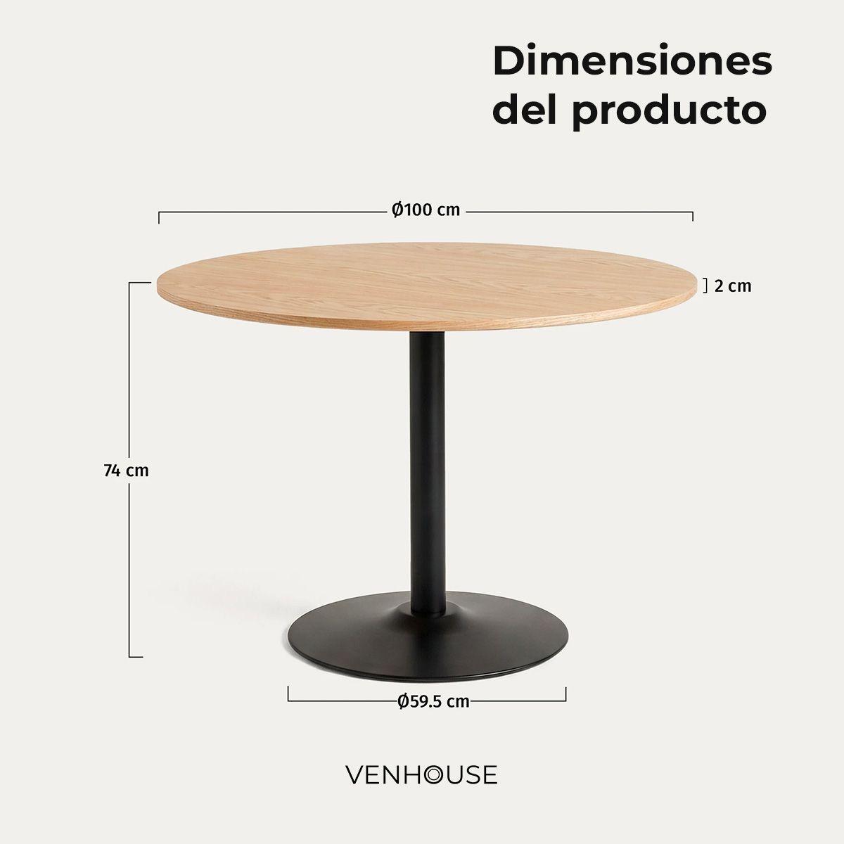 Mesa De Comedor Redonda Nordika Venhoouse Natural 100cm-2