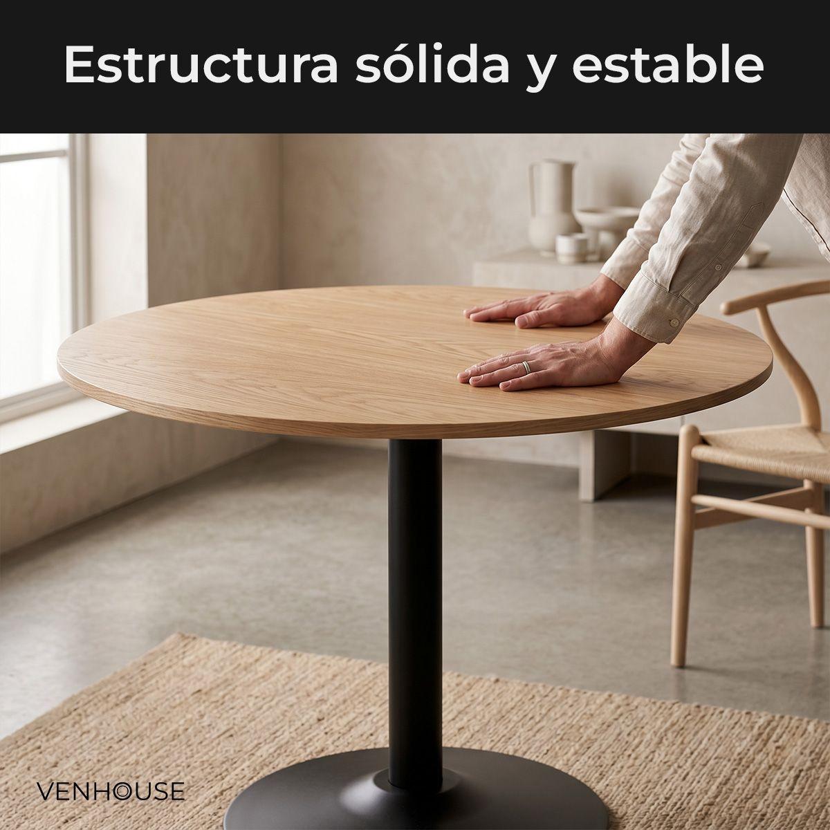 Mesa De Comedor Redonda Nordika Venhoouse Natural 100cm-4