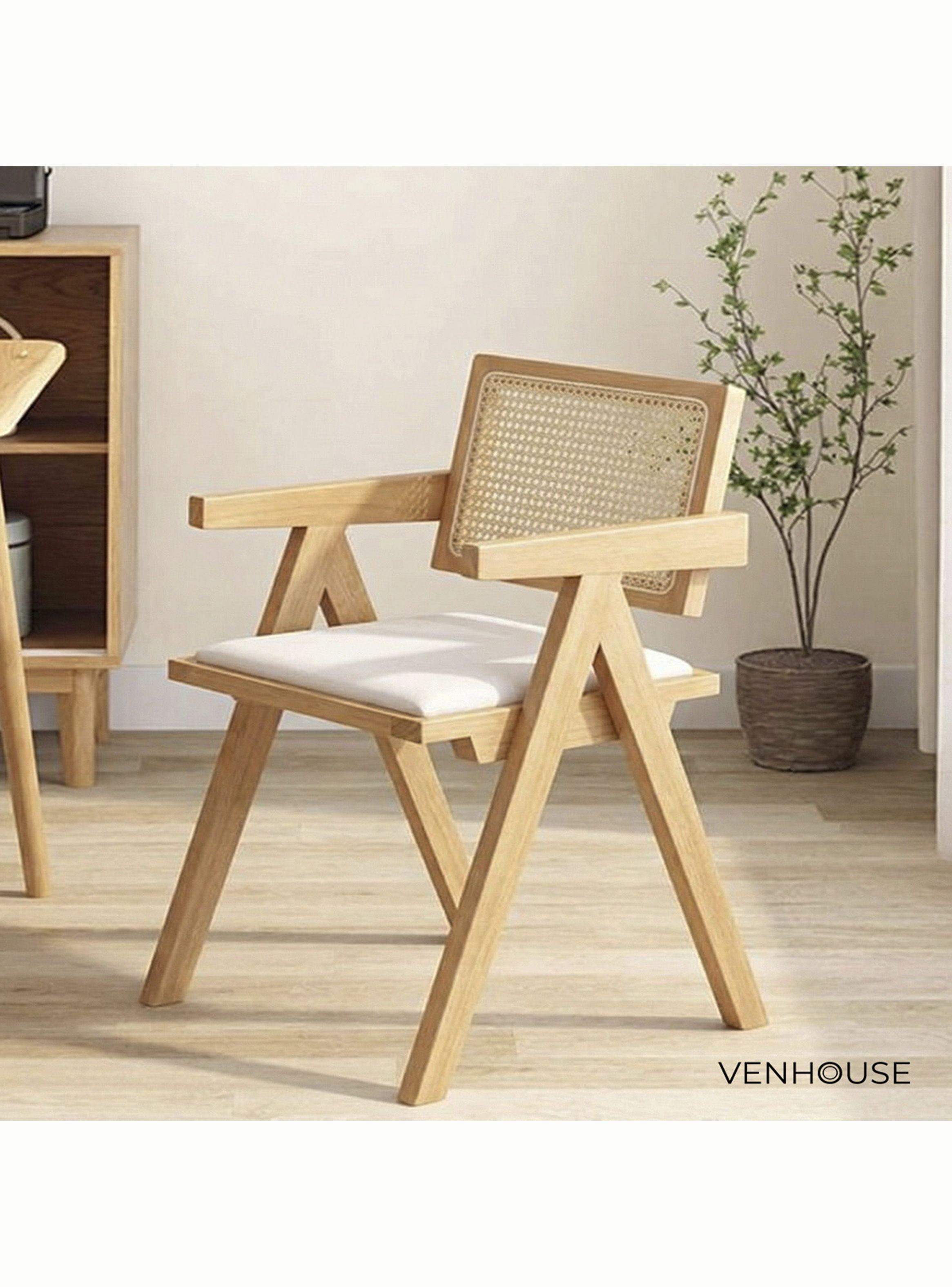 Pack 2 Silla Comedor Chandigarh  Madera Cojín Lino Venhoouse-6