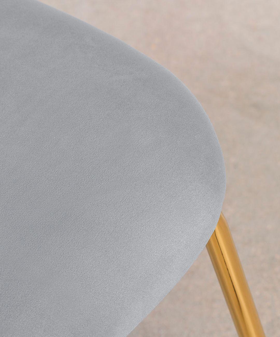 Silla De Comedor Sora Tapiz Velvet Gris Patas Doradas-2