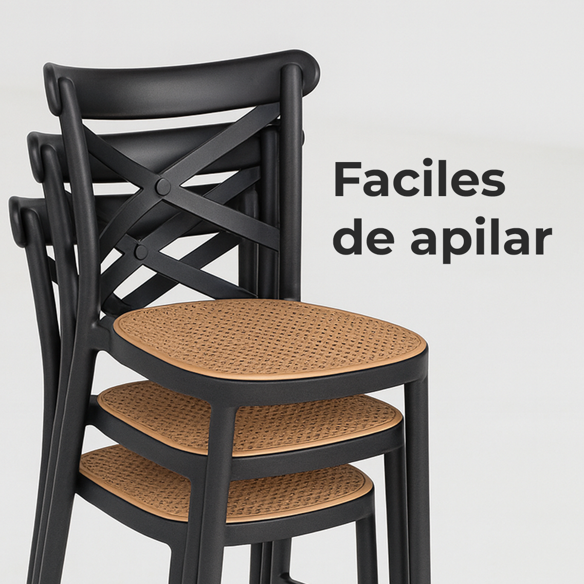 Taburete Crossback Danubio 75cm Piso Bar O Terraza Apilable-3