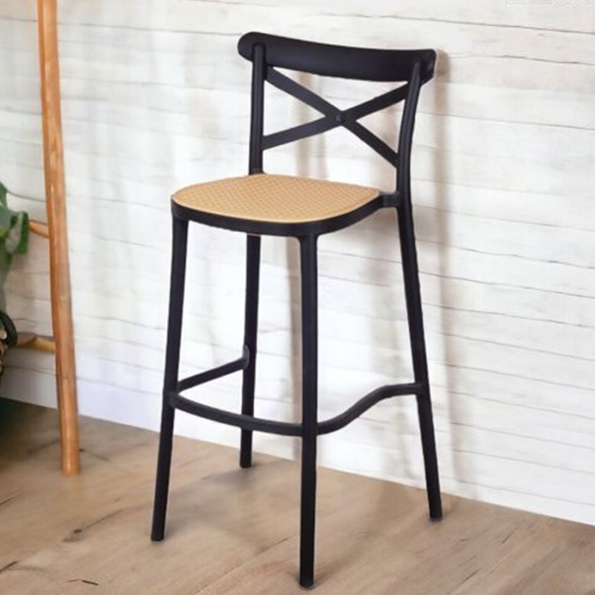 Taburete Crossback Danubio 75cm Piso Bar O Terraza Apilable-6