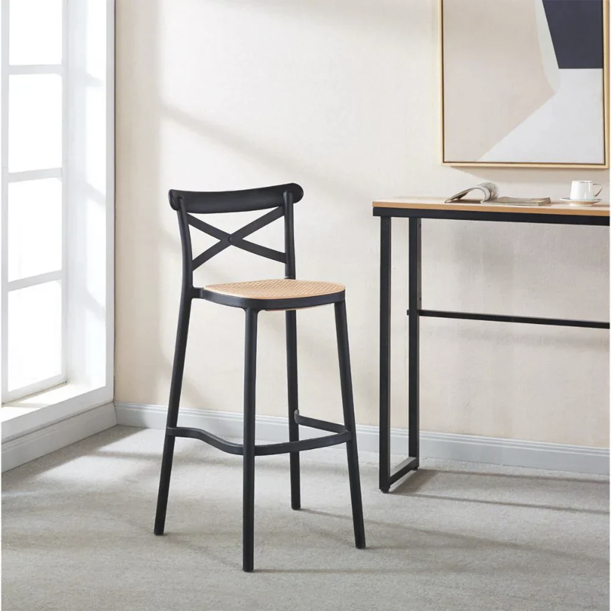 Taburete Crossback Danubio 75cm Piso Bar O Terraza Apilable-7