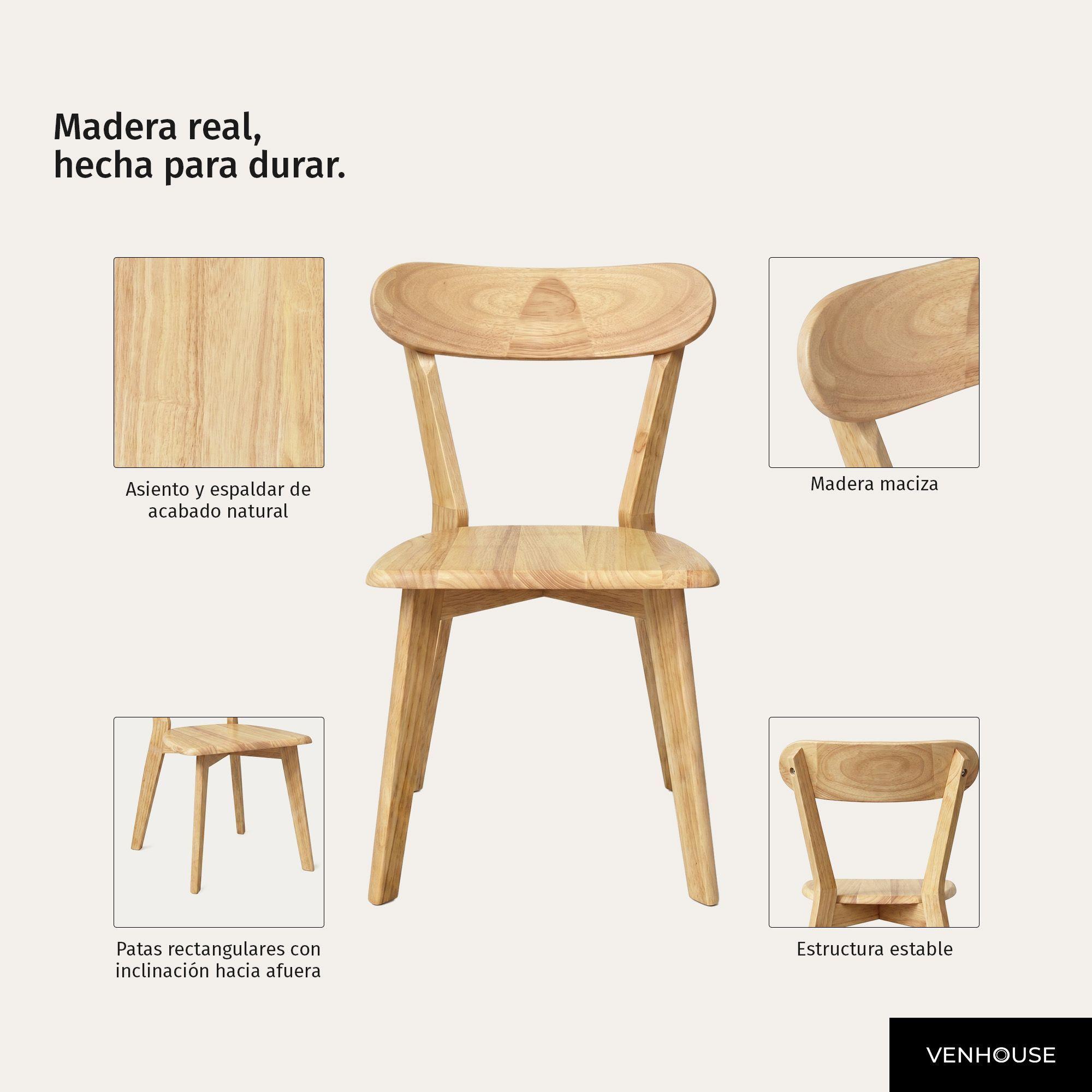 Silla Para Comedor Cocina Madera Moderna Respaldo Curvo Fresno Natural-4