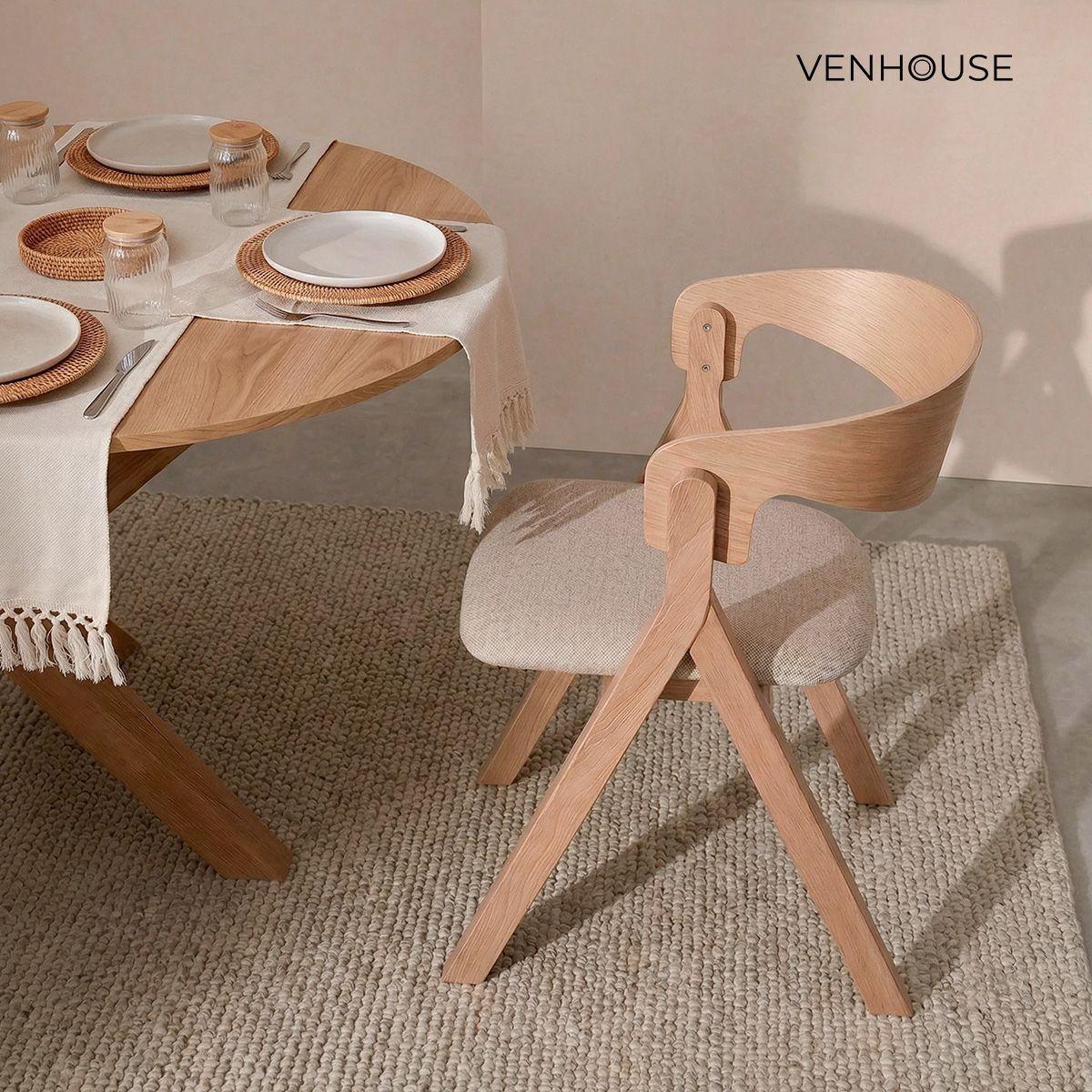 Pack 4 Sillas Comedor Madera Tapiz Chenilla Margot Venhoouse Natural-6