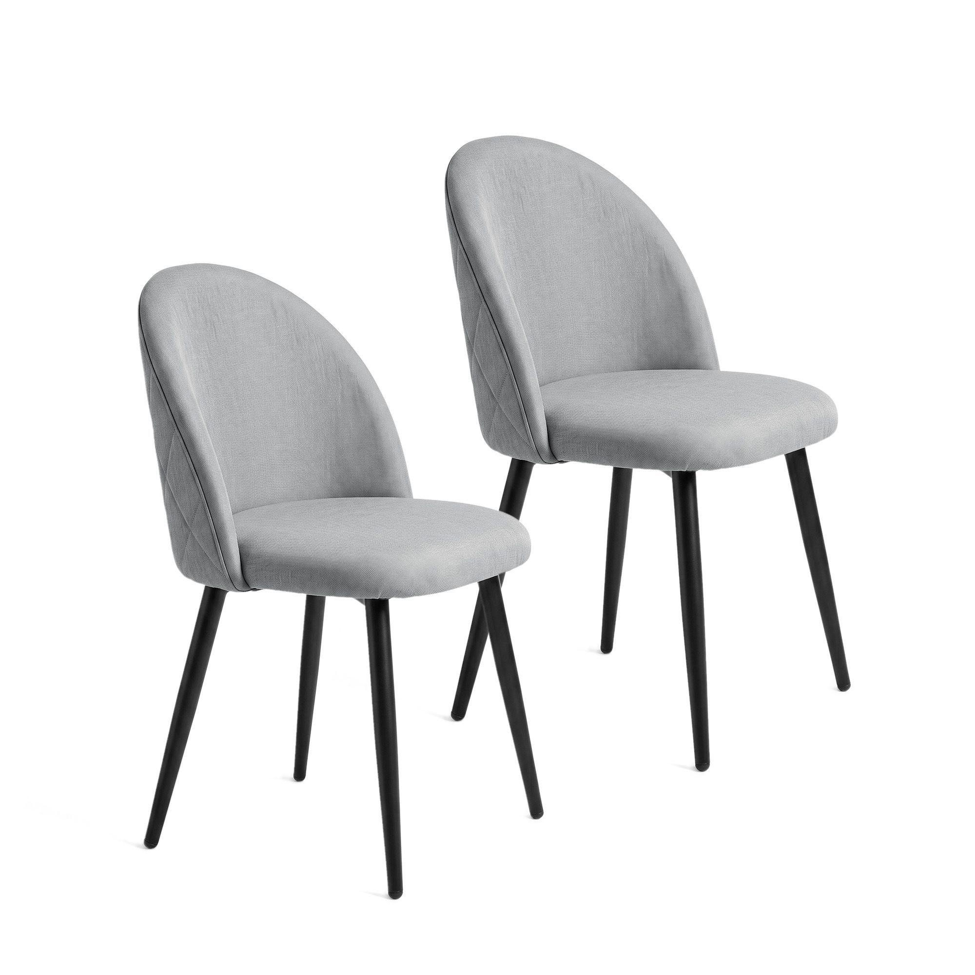 Pack 2 Sillas de Comedor Tapizadas Acolchadas Metal Modernas Sora Gris-0