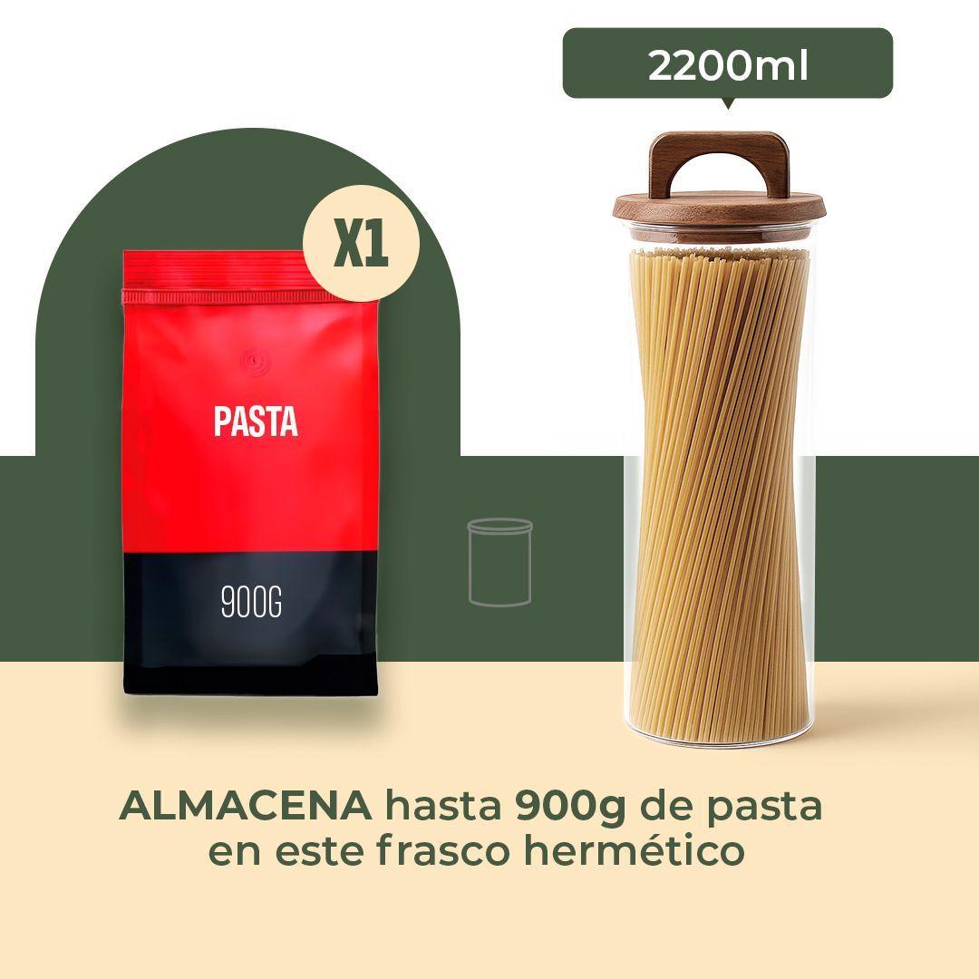Frasco Contenedor Hermético Vidrio Tapa Asa Acacia 2200ml-2