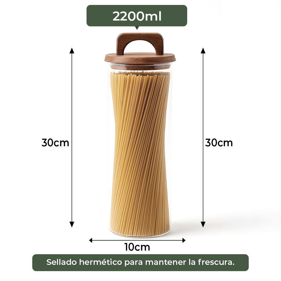Frasco Contenedor Hermético Vidrio Tapa Asa Acacia 2200ml-3