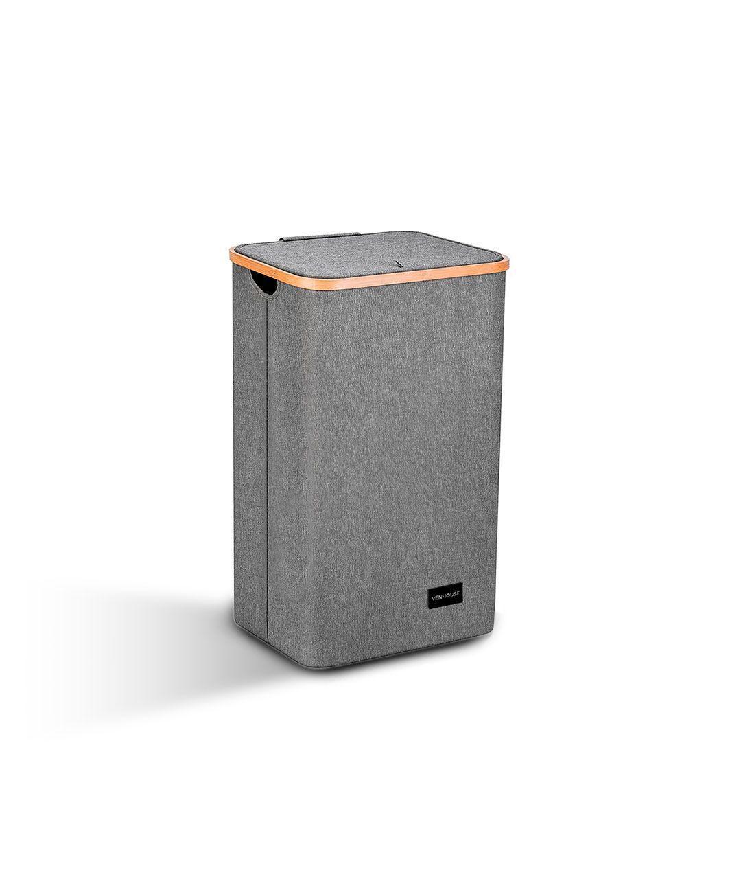 Venhoouse Cesta Canasto Ropa Sucia Plegable Borde Bambú 100l Gris-0