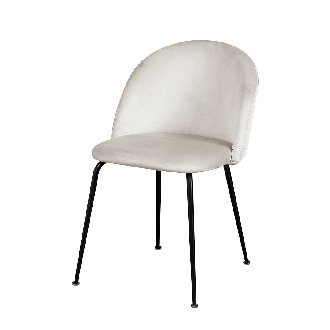 Pack 2 Sillas De Comedor Sora Tapiz Velvet Beige Patas Negras-0