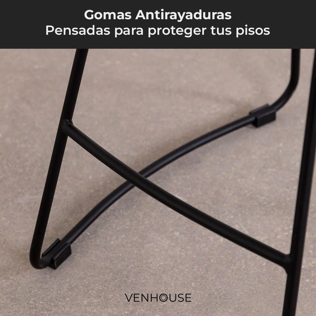 Pack 2 Sillas Piso Bar Taburete Nara Madera Exterior o Cocina Negras-5