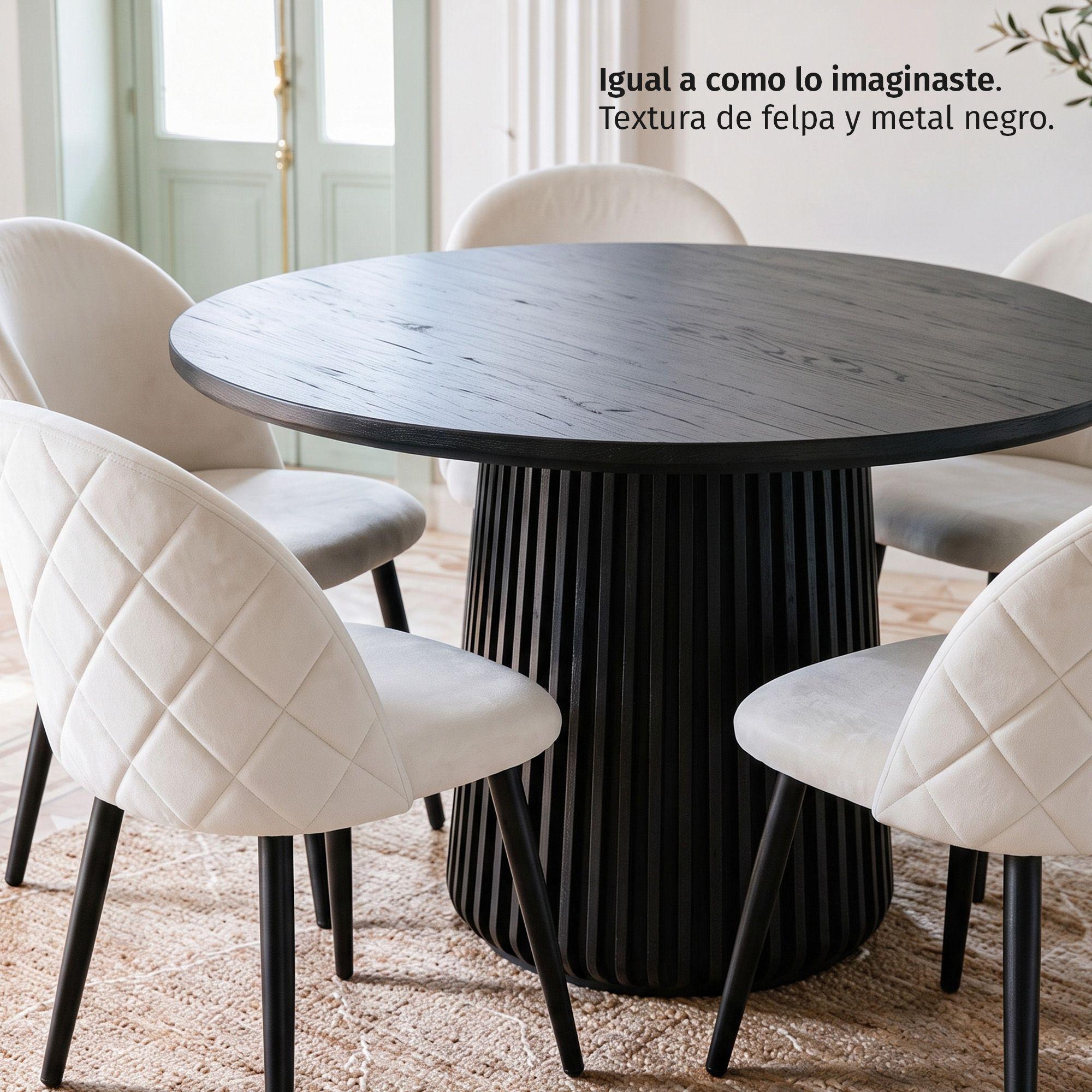 Pack 4 Sillas de Comedor Tapizadas Acolchadas Metal Modernas Sora Felpa Beige-1